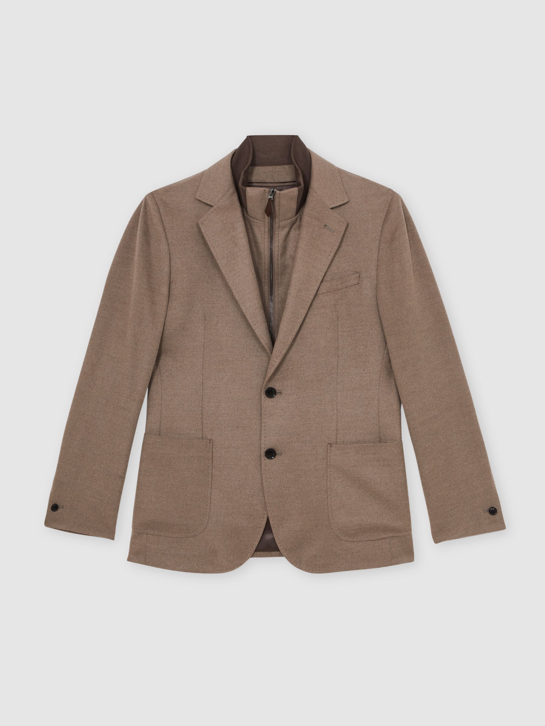 Single-Breasted Blazer With Gilet Insert Tailored-Fit in Mocha Brown