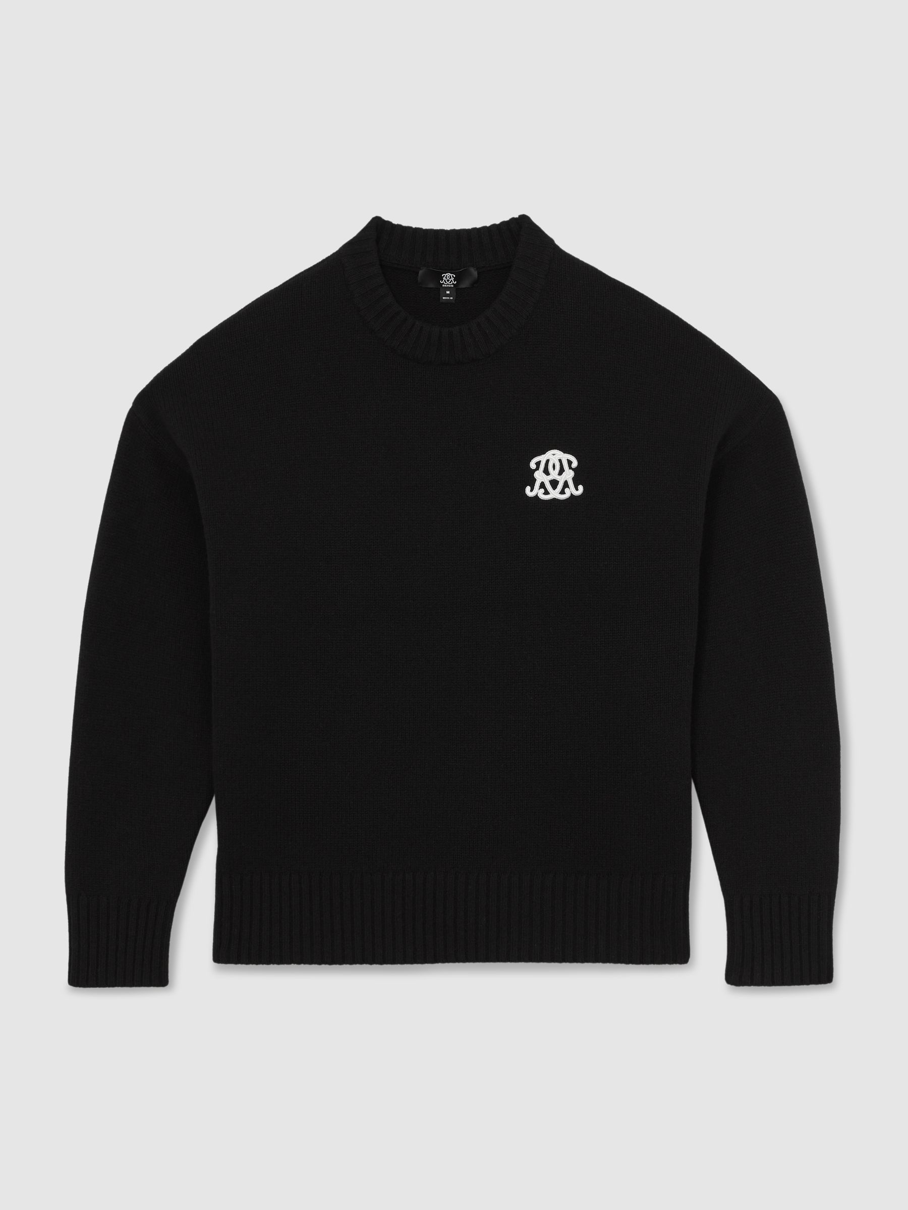 Monogram Embroidered Relaxed Jumper Wool in Black