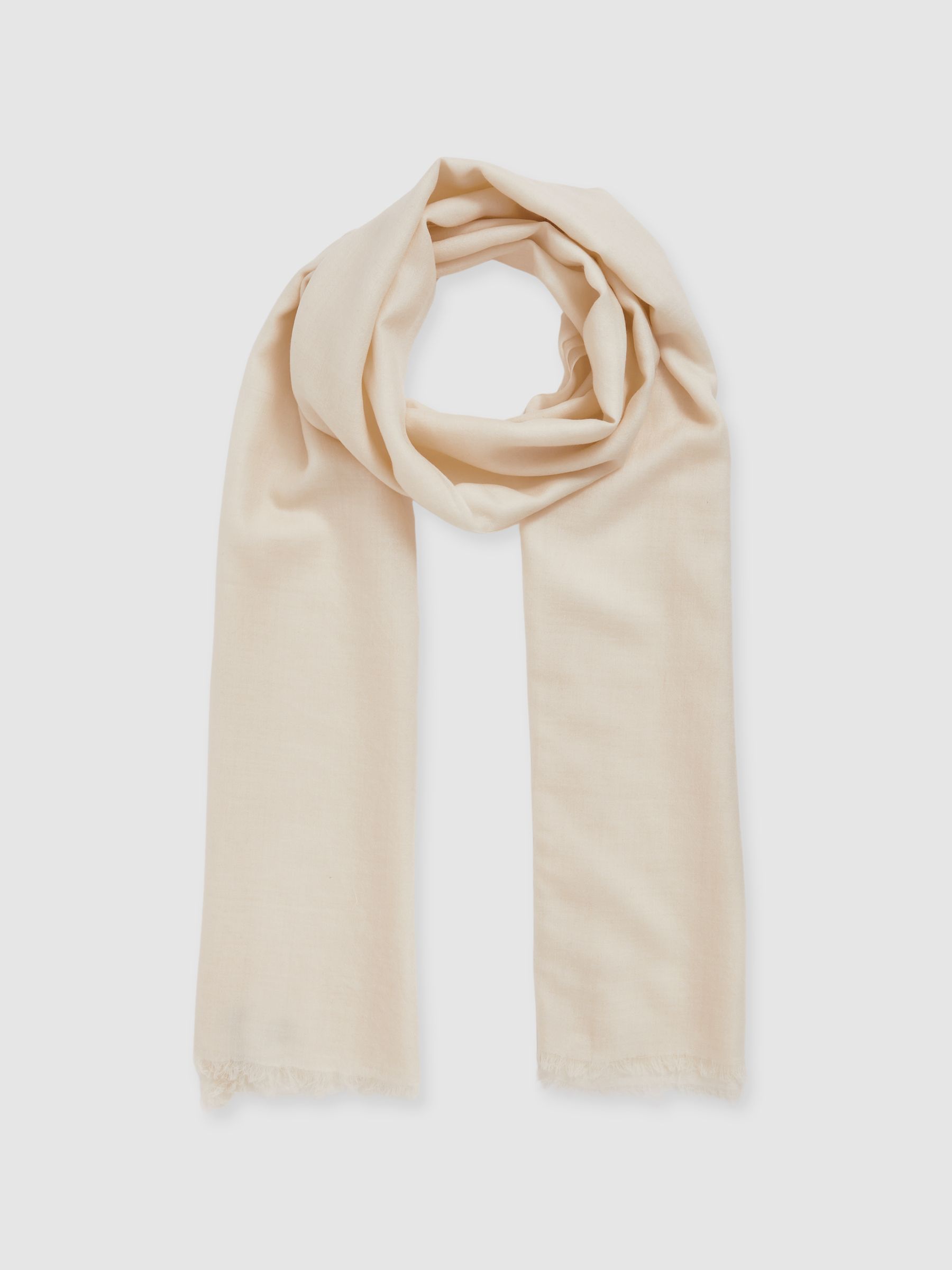 Wool-Cashmere Lightweight Scarf in Off White
