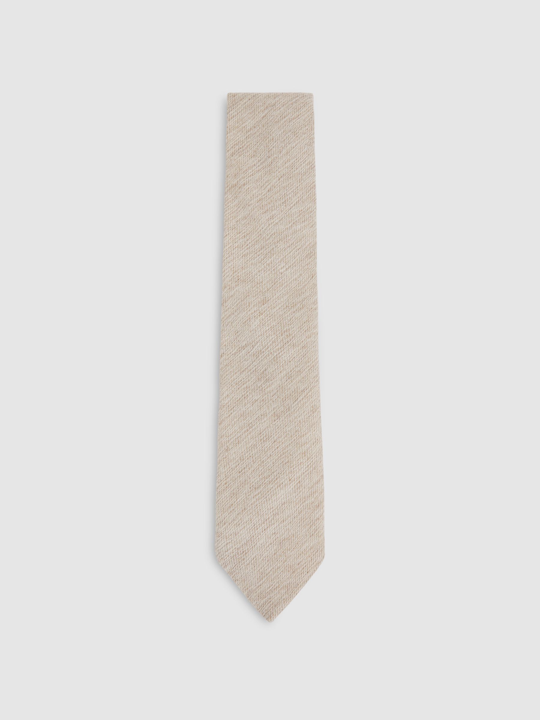 Wool-Silk Textured Tie in Oatmeal