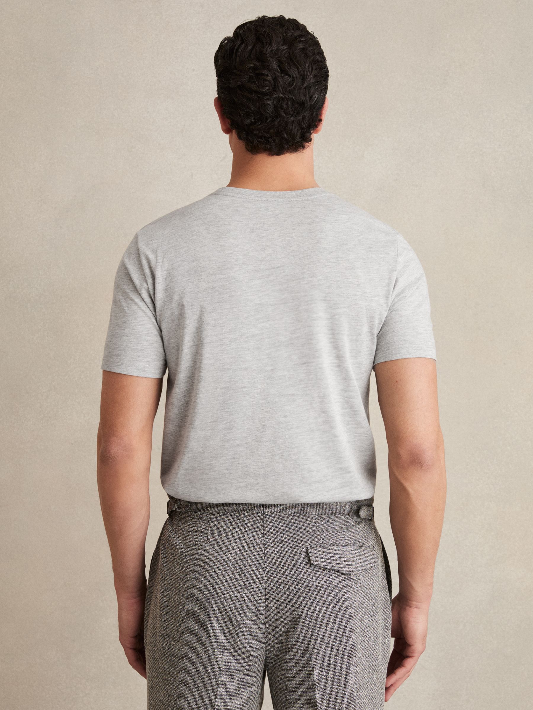 Cotton Crew Neck T-Shirt in Grey Marl