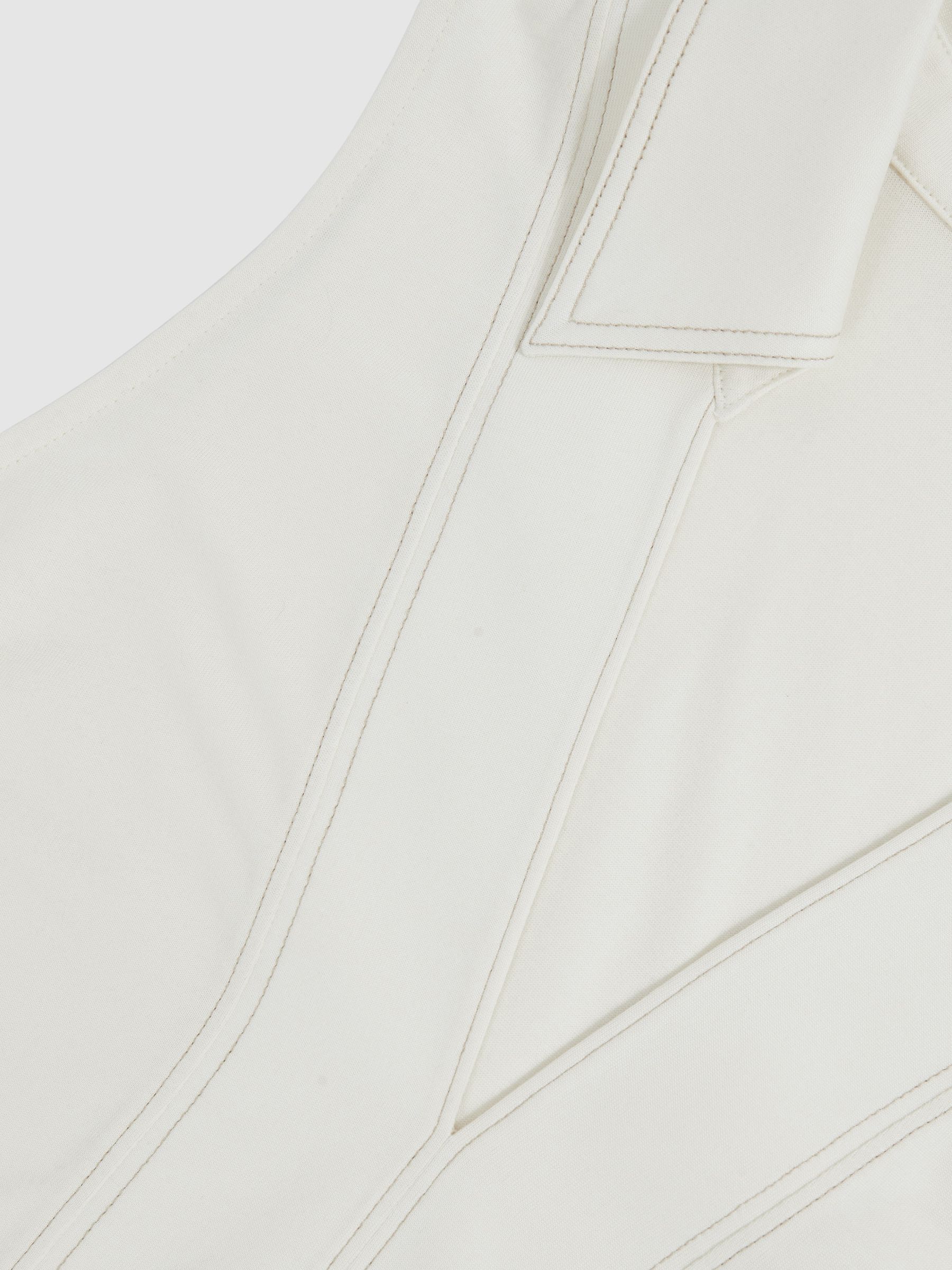 Cotton-Blend Collared Sleeveless Top in Ivory/Neutral