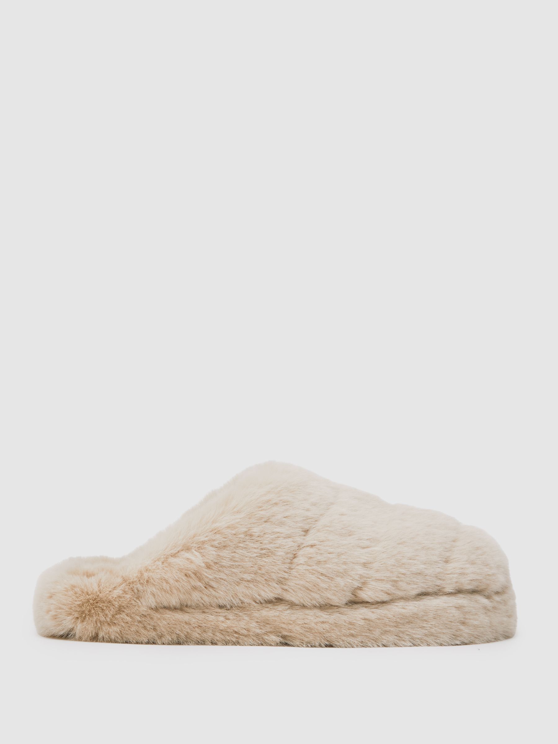 Faux Fur Slippers in Cream