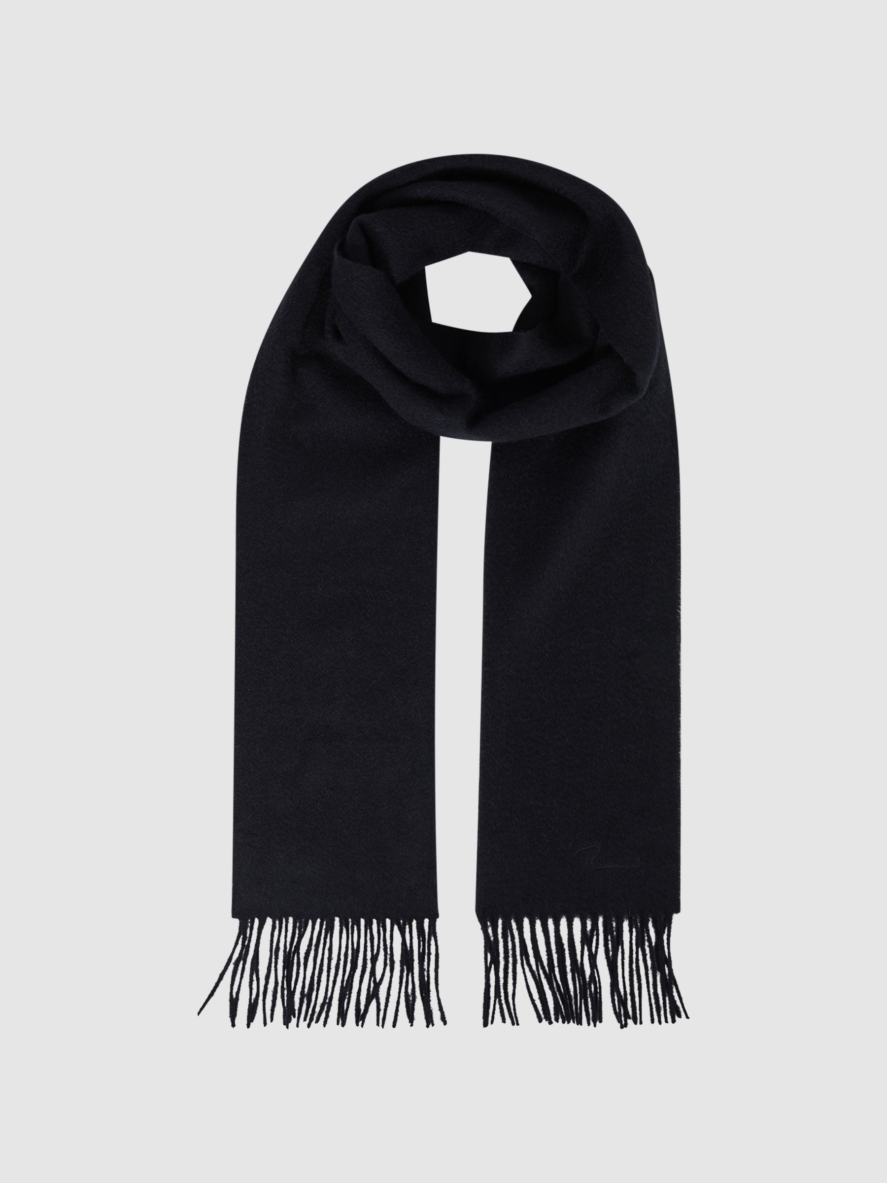 Wool and Cashmere Scarf in Navy