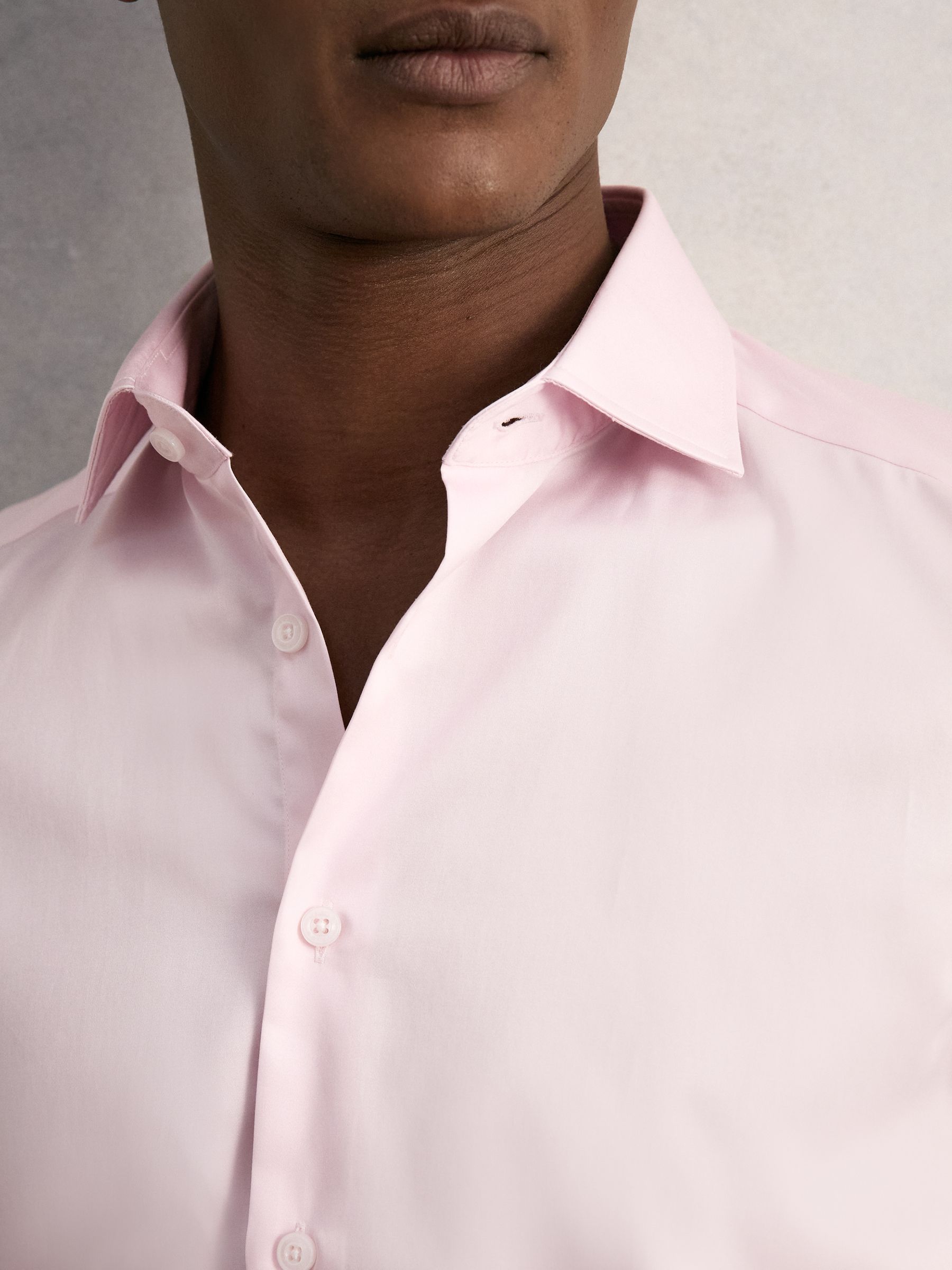 Slim Fit Cotton-Sateen Shirt in Pink
