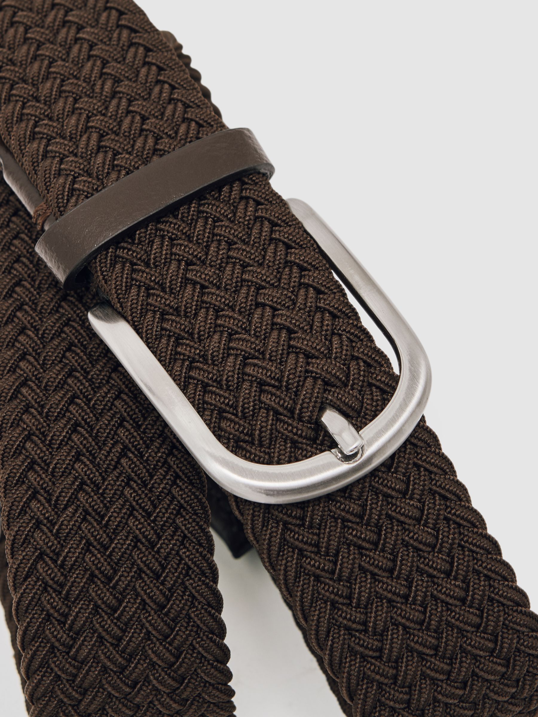 Basket Weave Belt in Dark Brown
