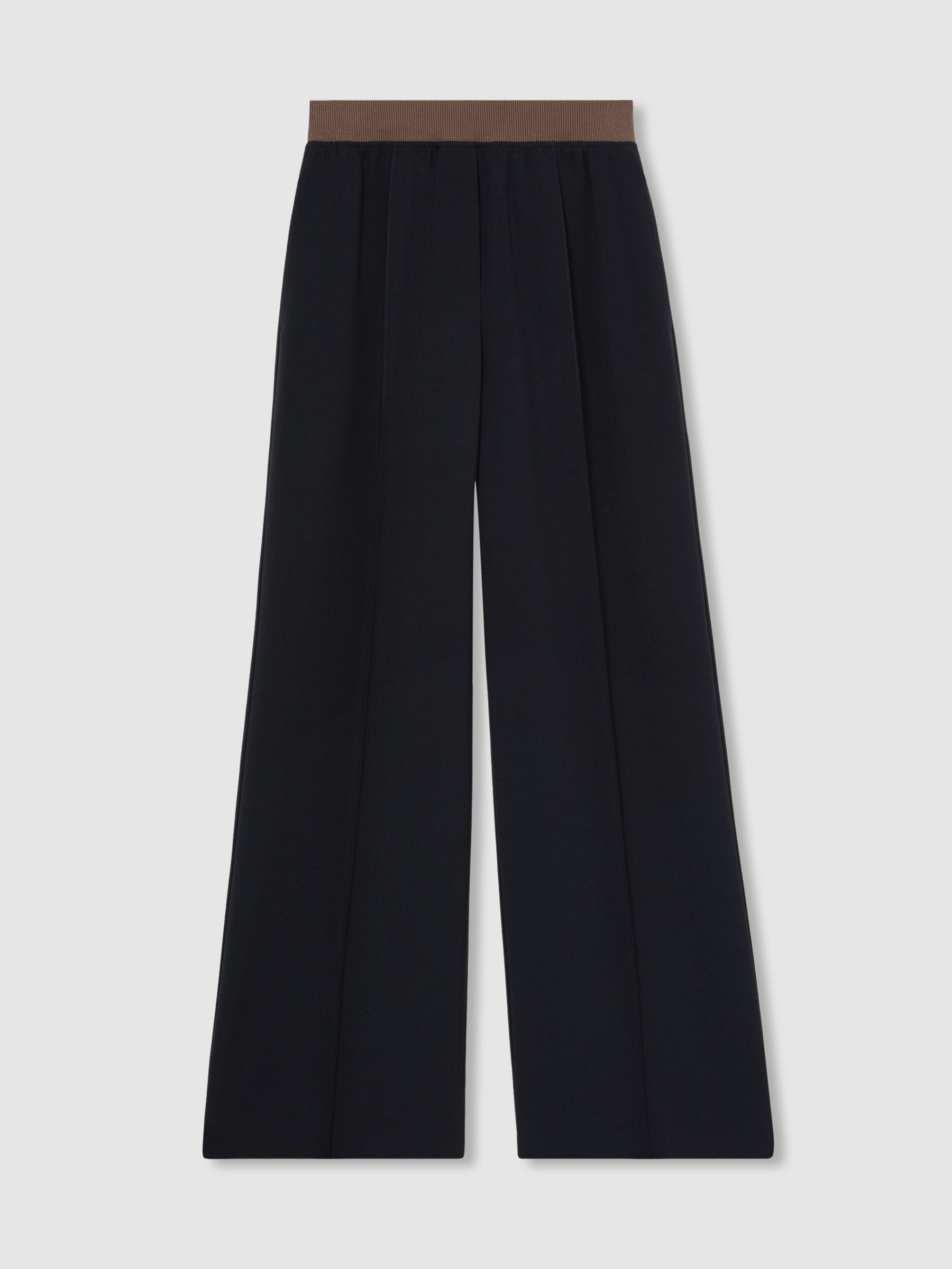Wide-Leg Elasticated-Waist Trousers in Navy