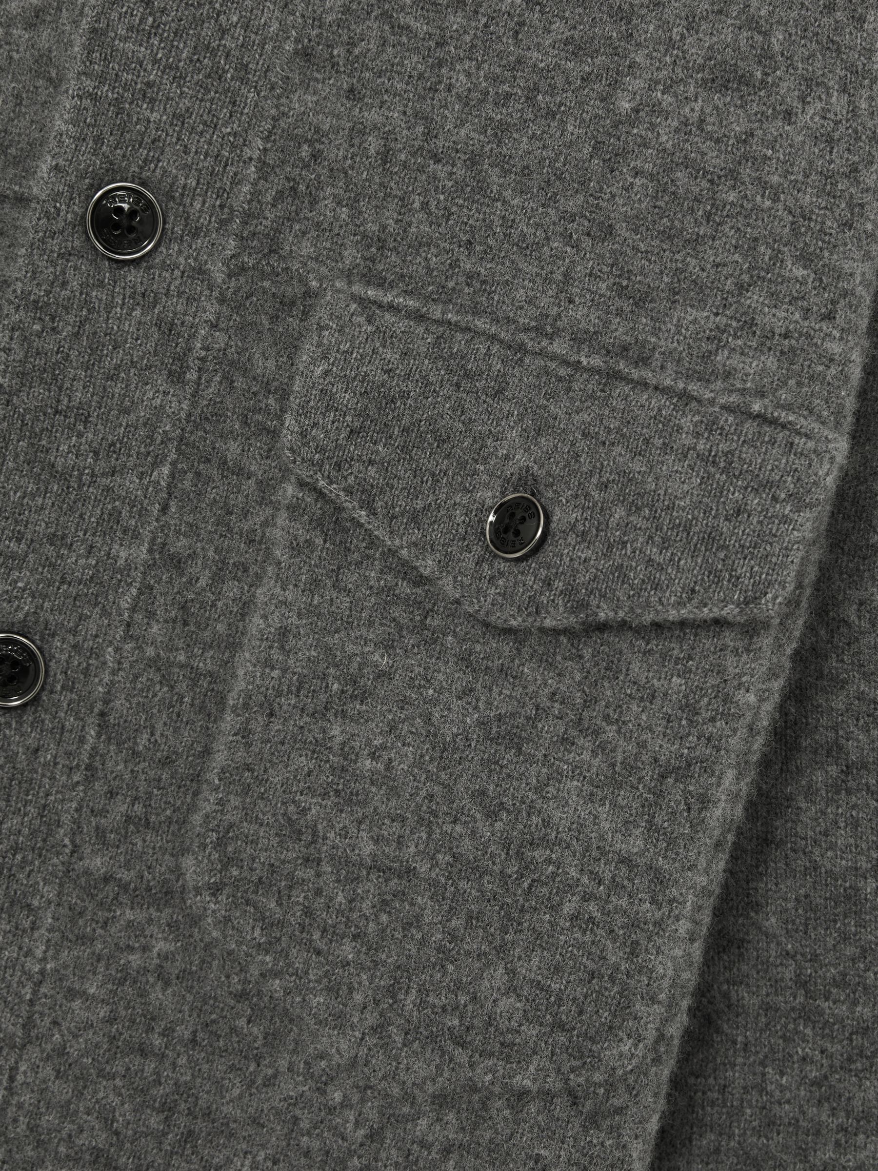 Wool Button Through Knitted Jacket in Charcoal