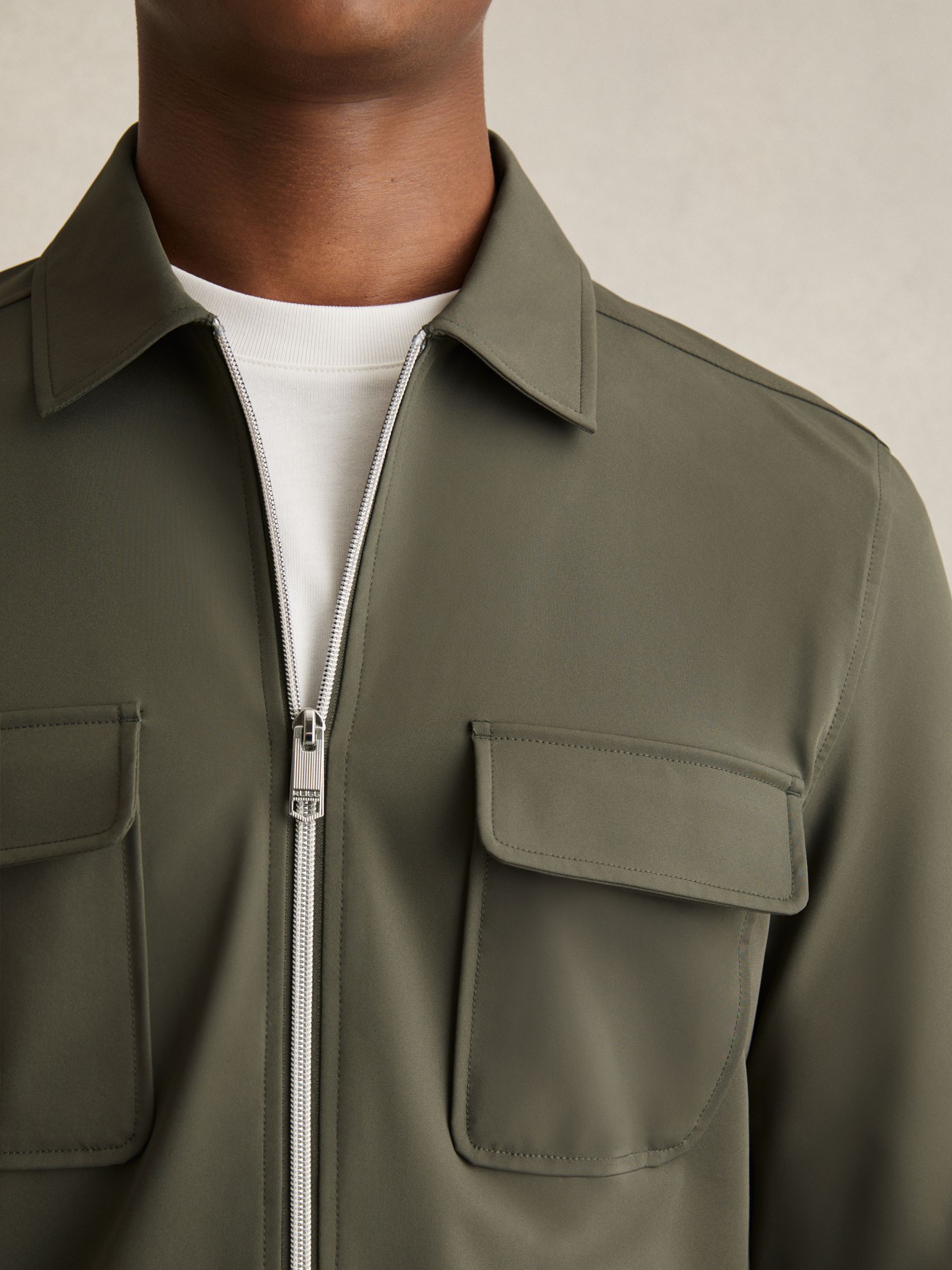 Technical Zip-Through Overshirt in Green