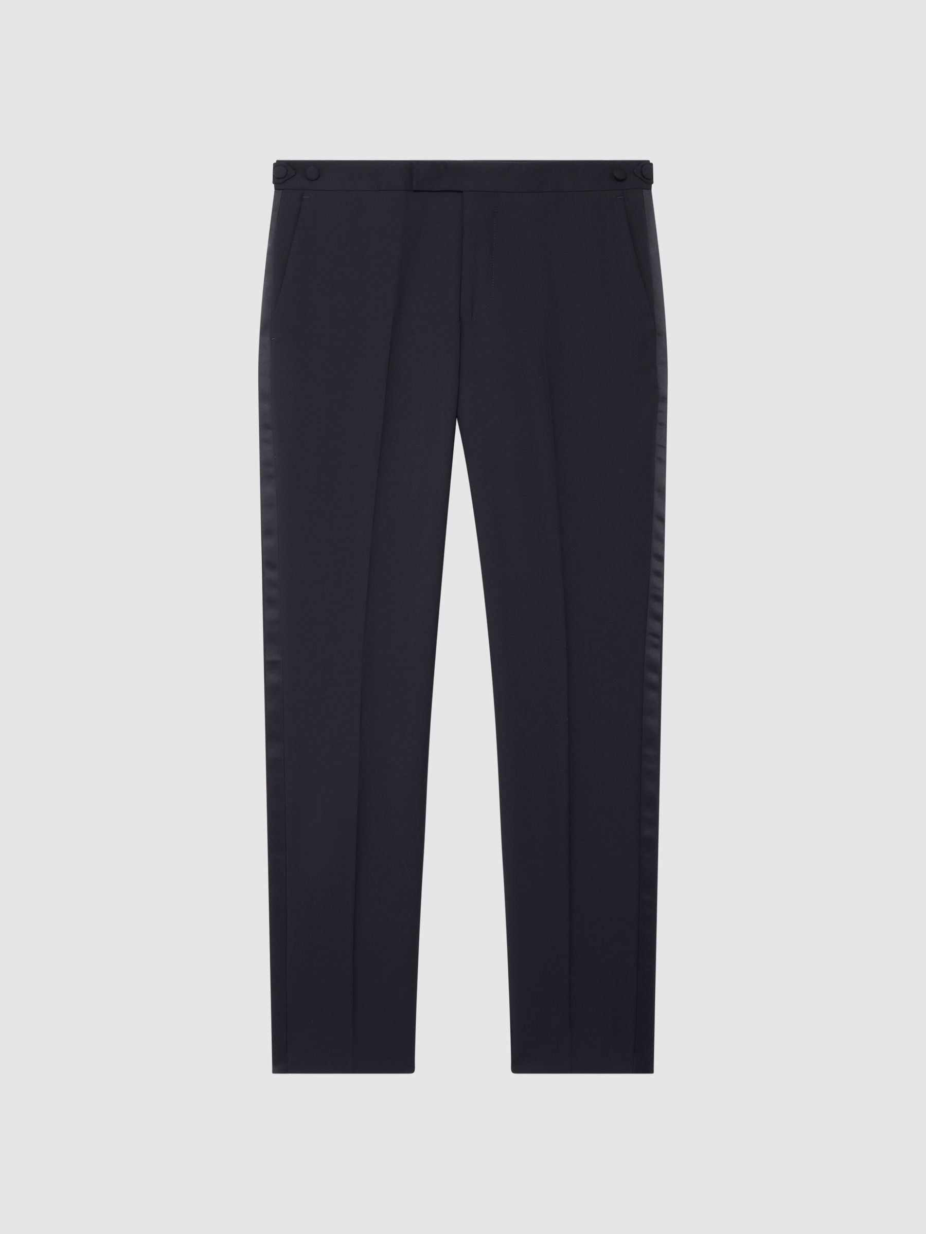 Expose T Navy Wool Textured Regular Fit Trousers