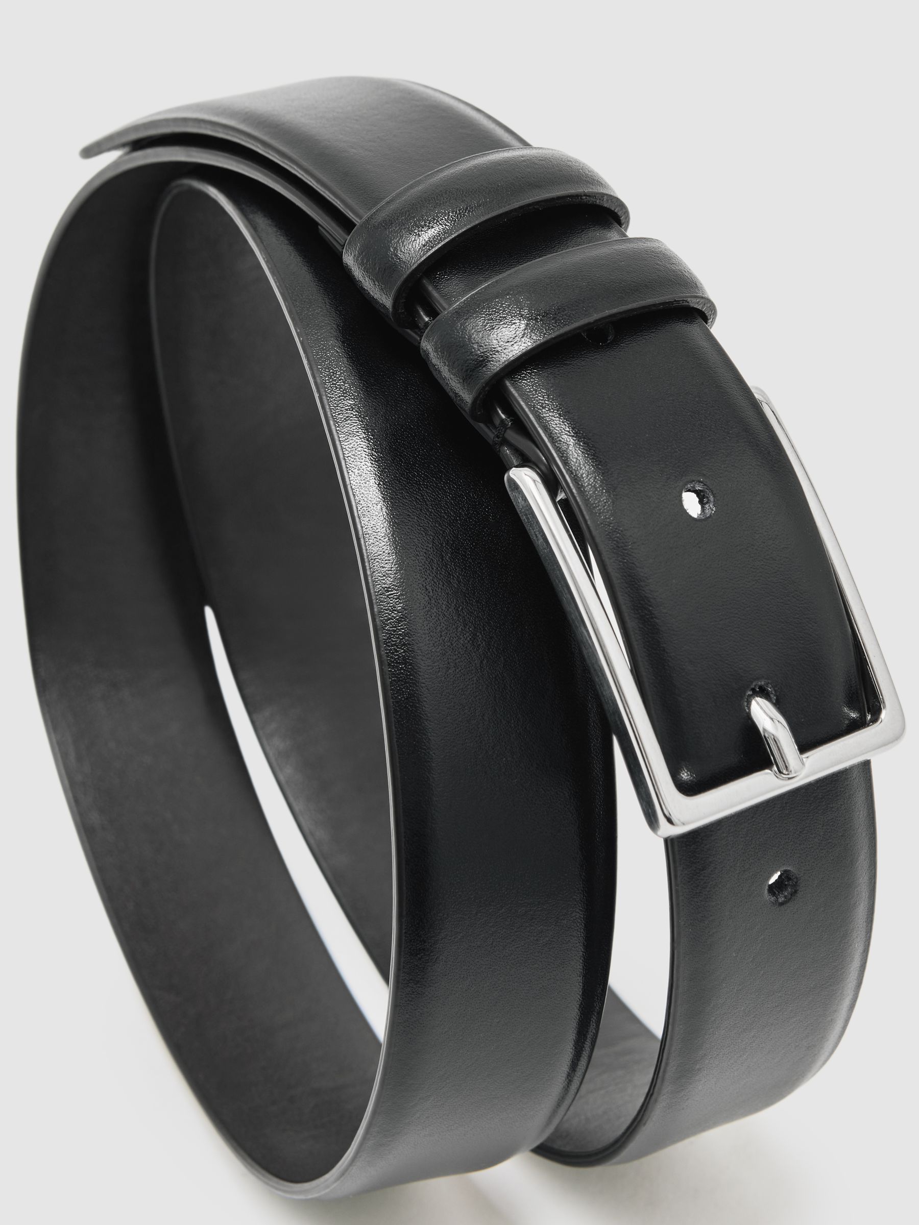 Smooth Leather Belt in Black