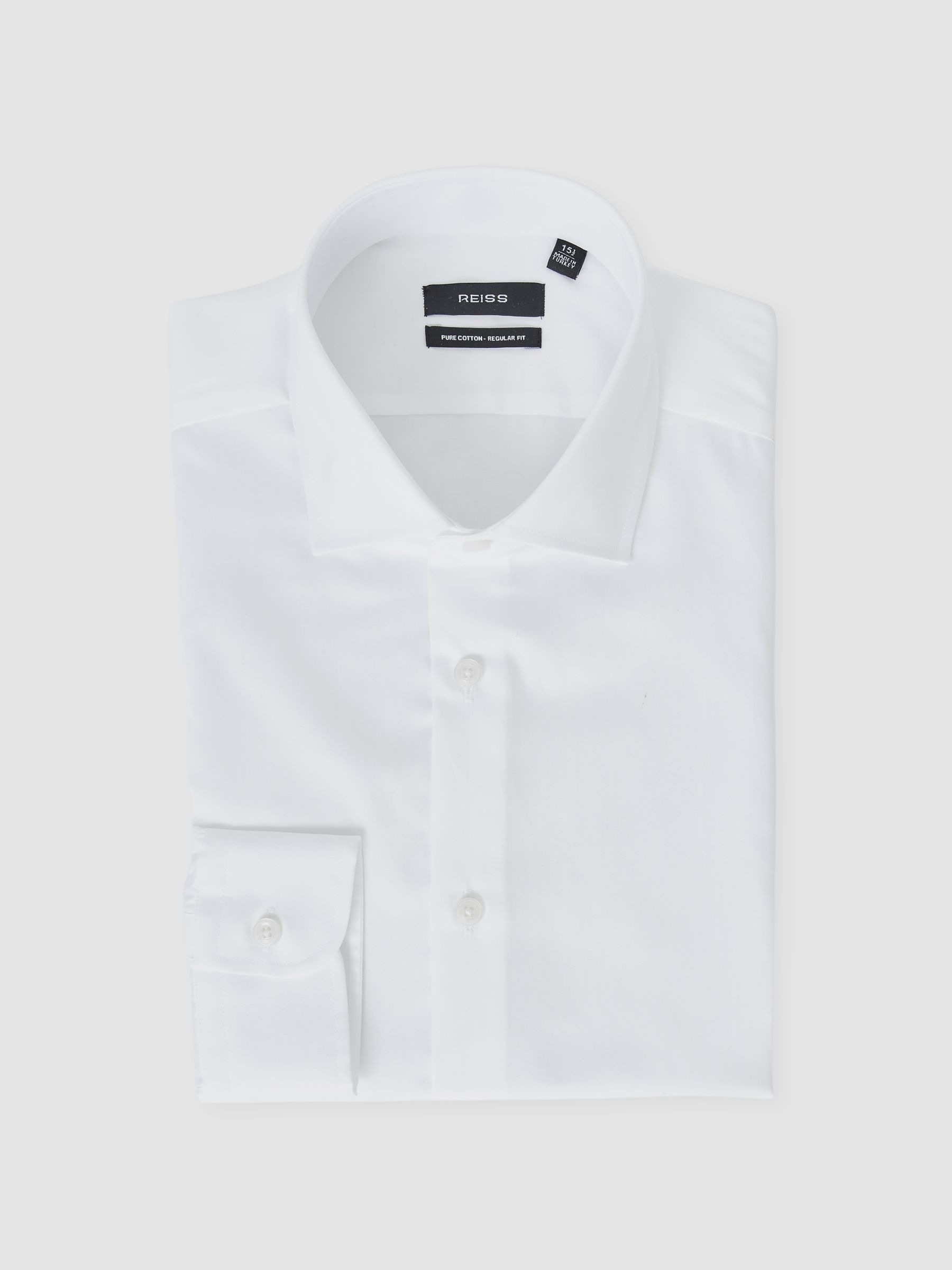 Regular Fit Cotton-Satin Regular-Fit Stripe Shirt in White