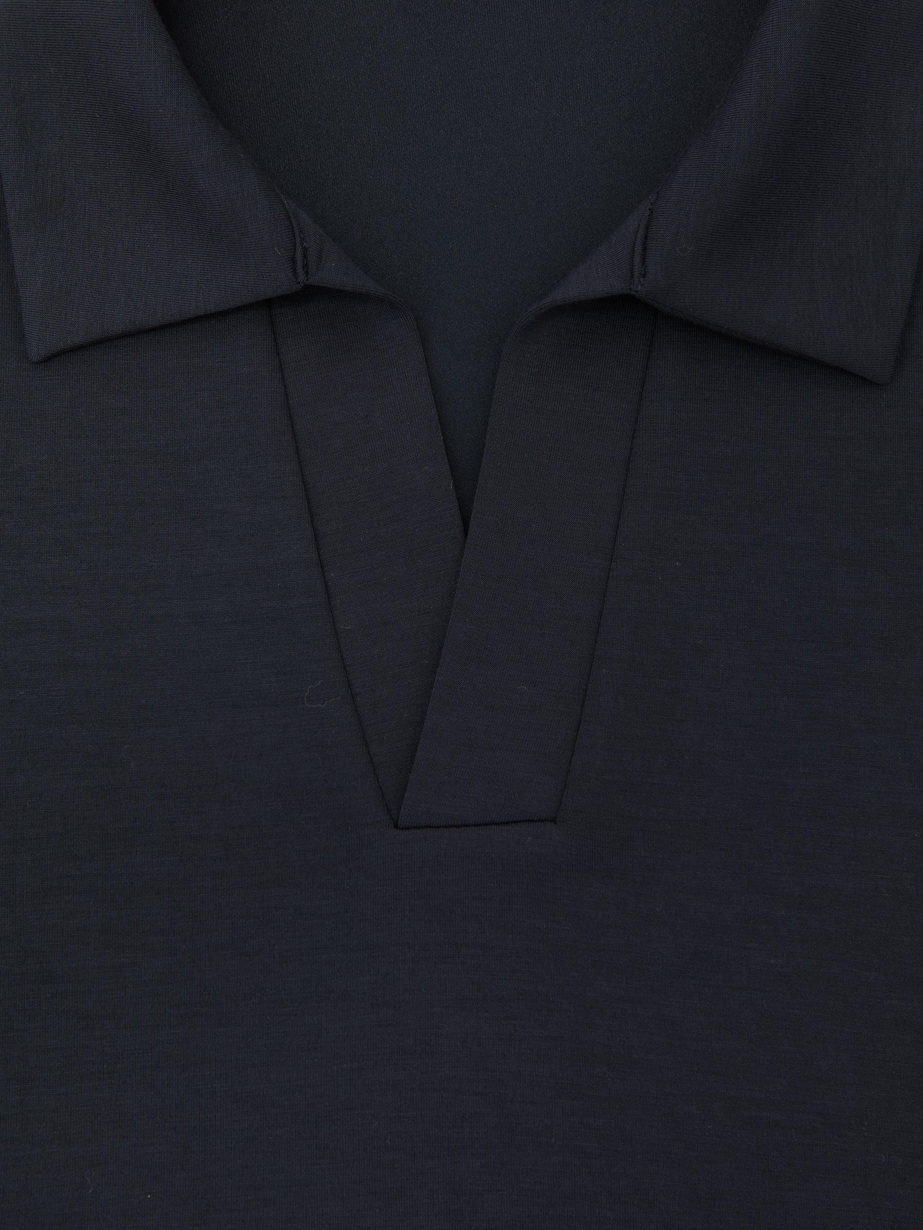 Interlock Open-Collar Polo Sweatshirt in Navy Blue