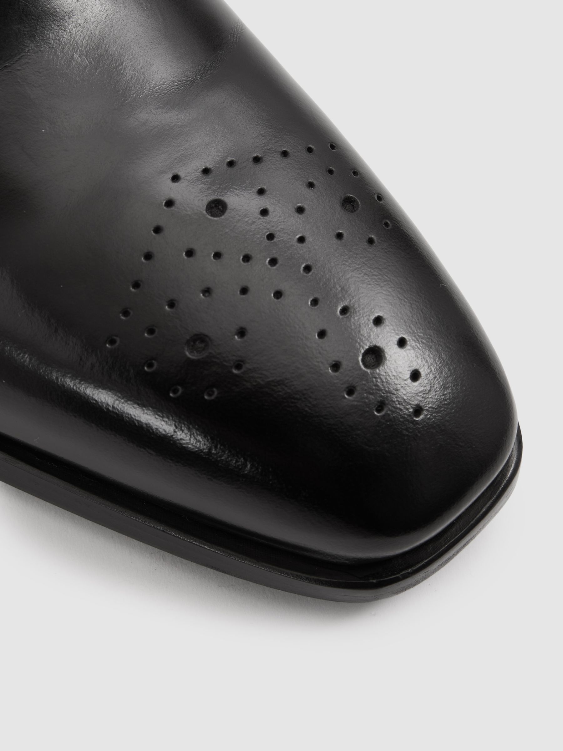 Leather Brogue Detail Lace-Up Shoes in Black