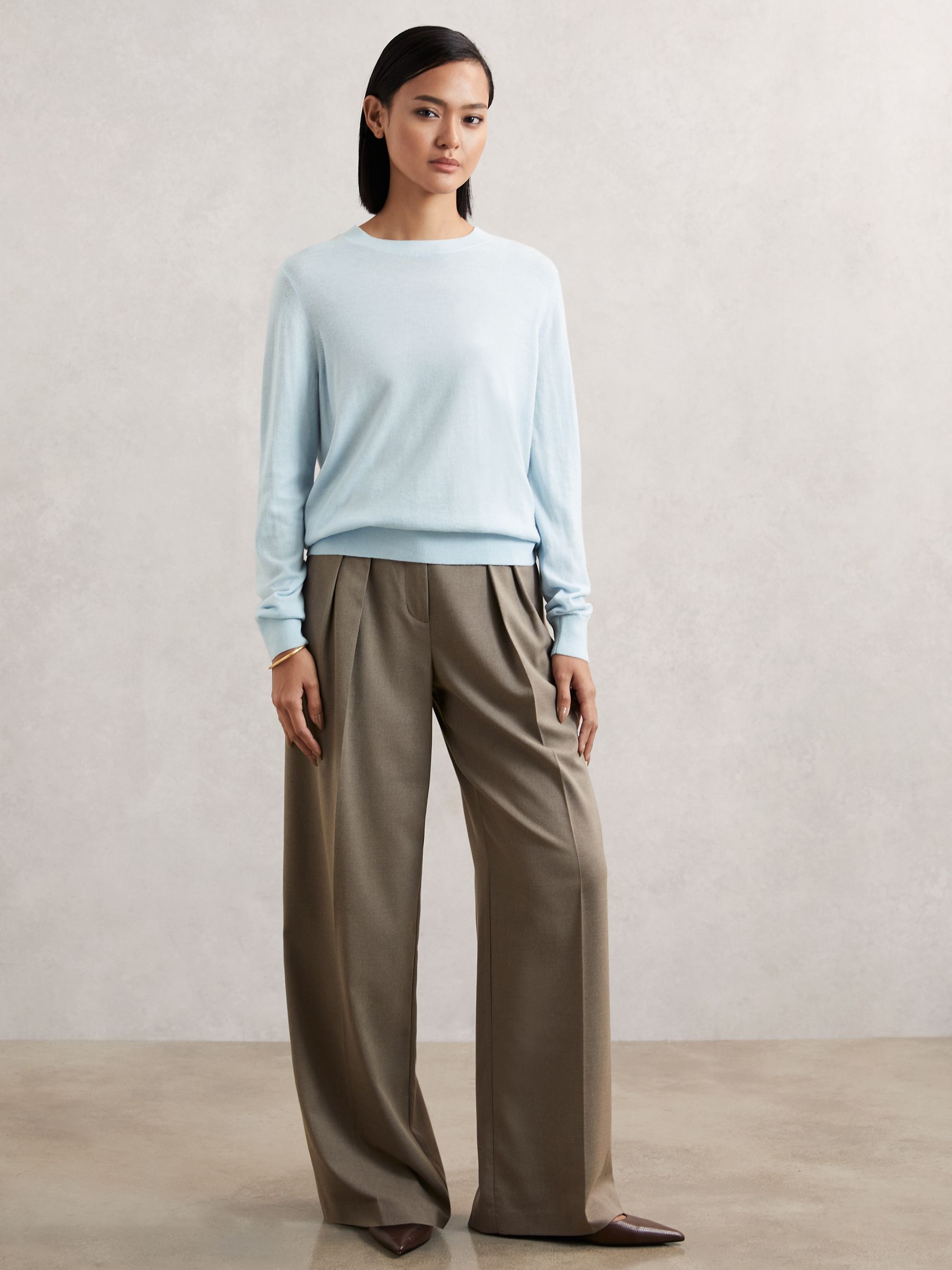 Merino Wool Crew-Neck Jumper in Blue