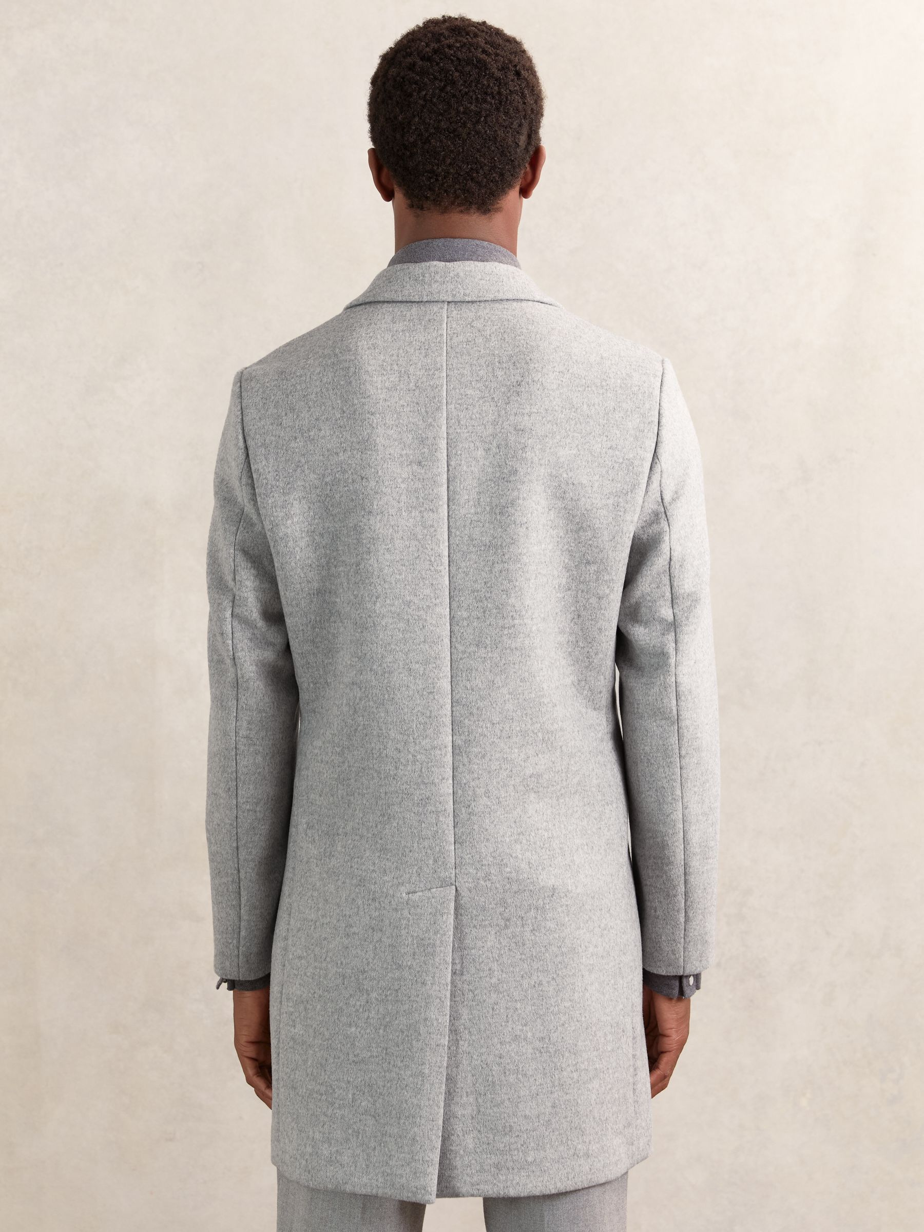 Wool-Blend Single-Breasted Overcoat in Soft Grey