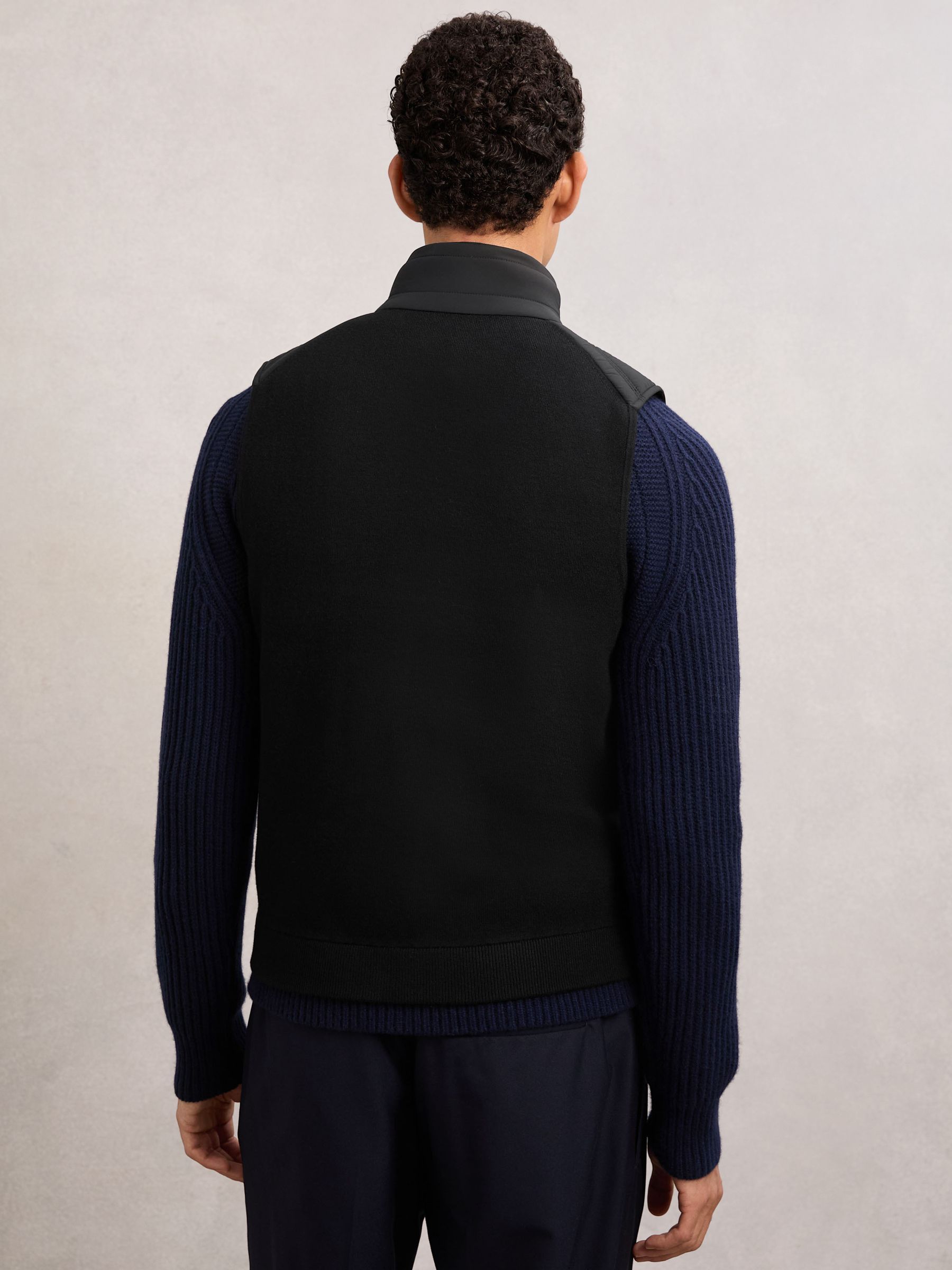 Funnel-Neck Quilted Knit Gilet in Black