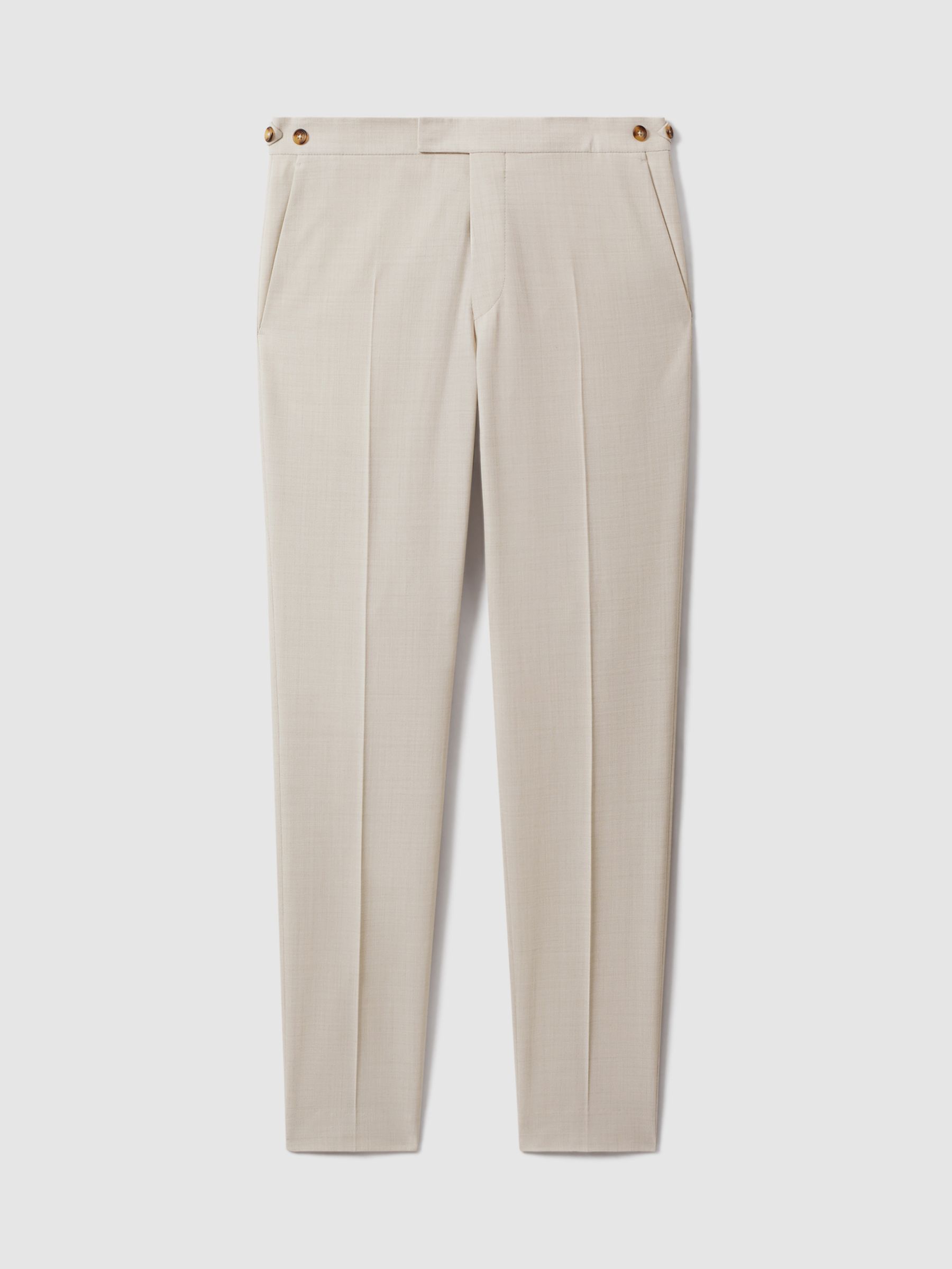 Slim-Fit Textured Suit Trousers With Wool in Stone