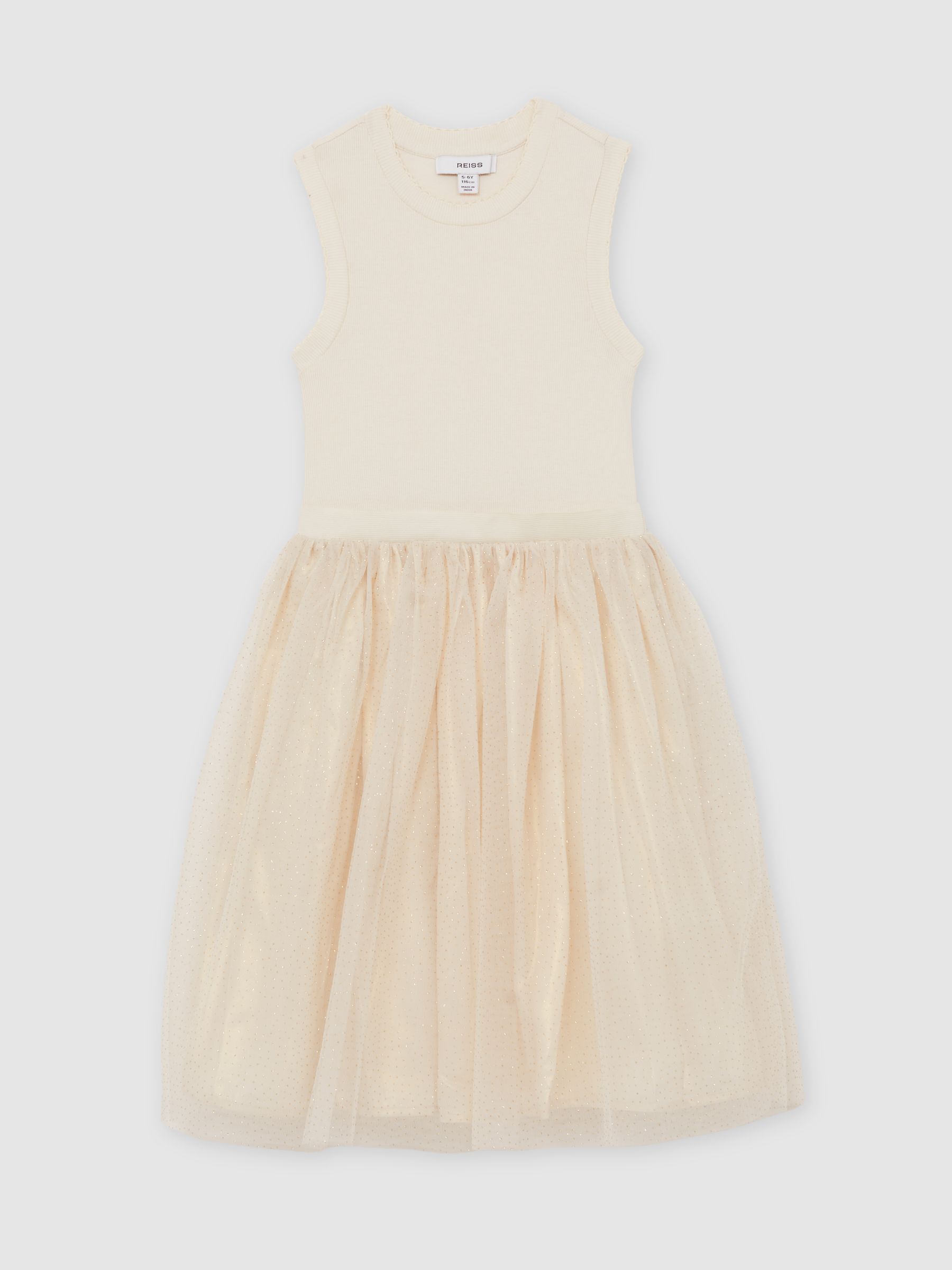 3-9 yrs Knit-Bodice Tulle Dress in Neutral