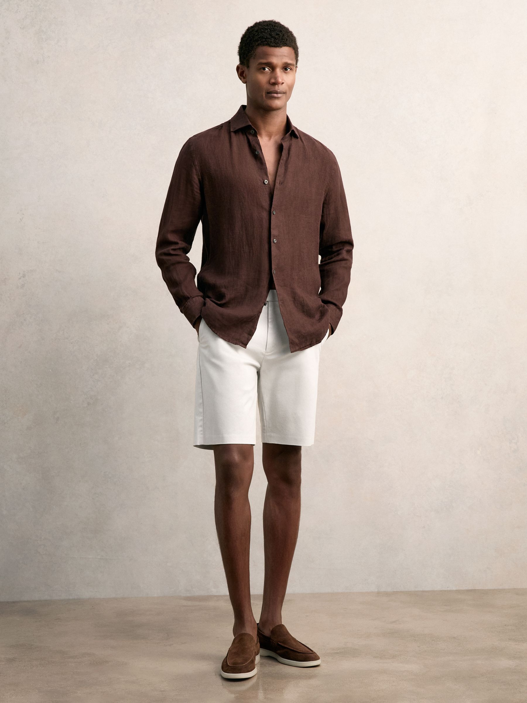 Cotton Chino Shorts with Stretch in White