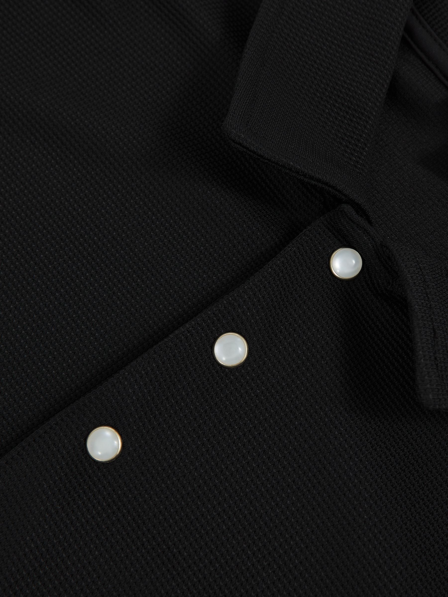 Textured Press-Stud Polo Shirt in Black