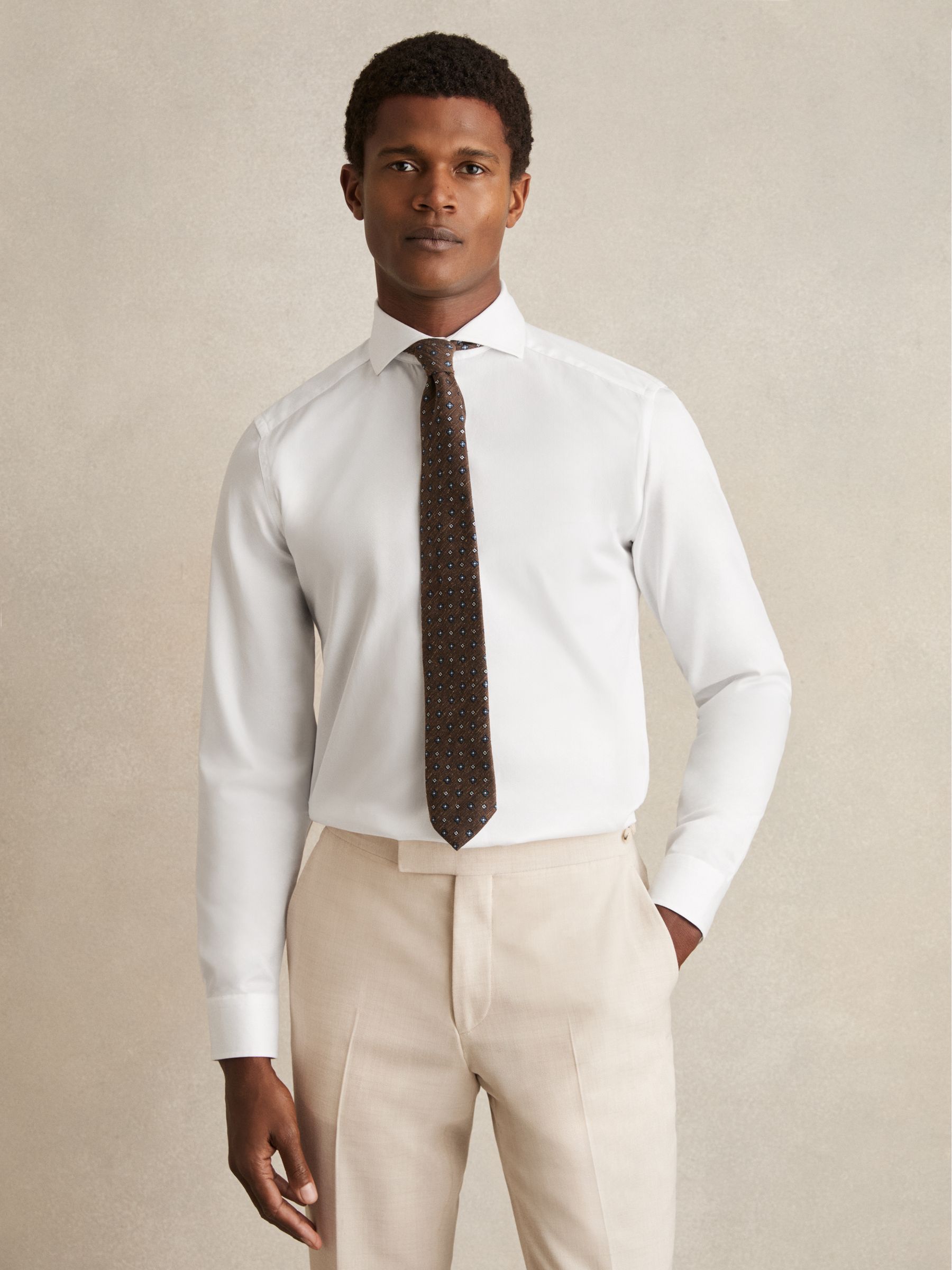 Slim Fit Two-Fold Cotton Shirt in Black