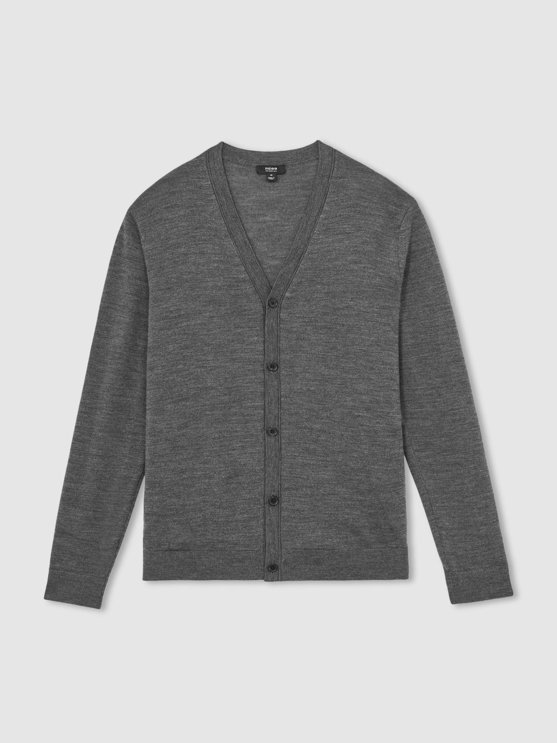 Merino Wool Button-Through Cardigan in Derby Grey Melange