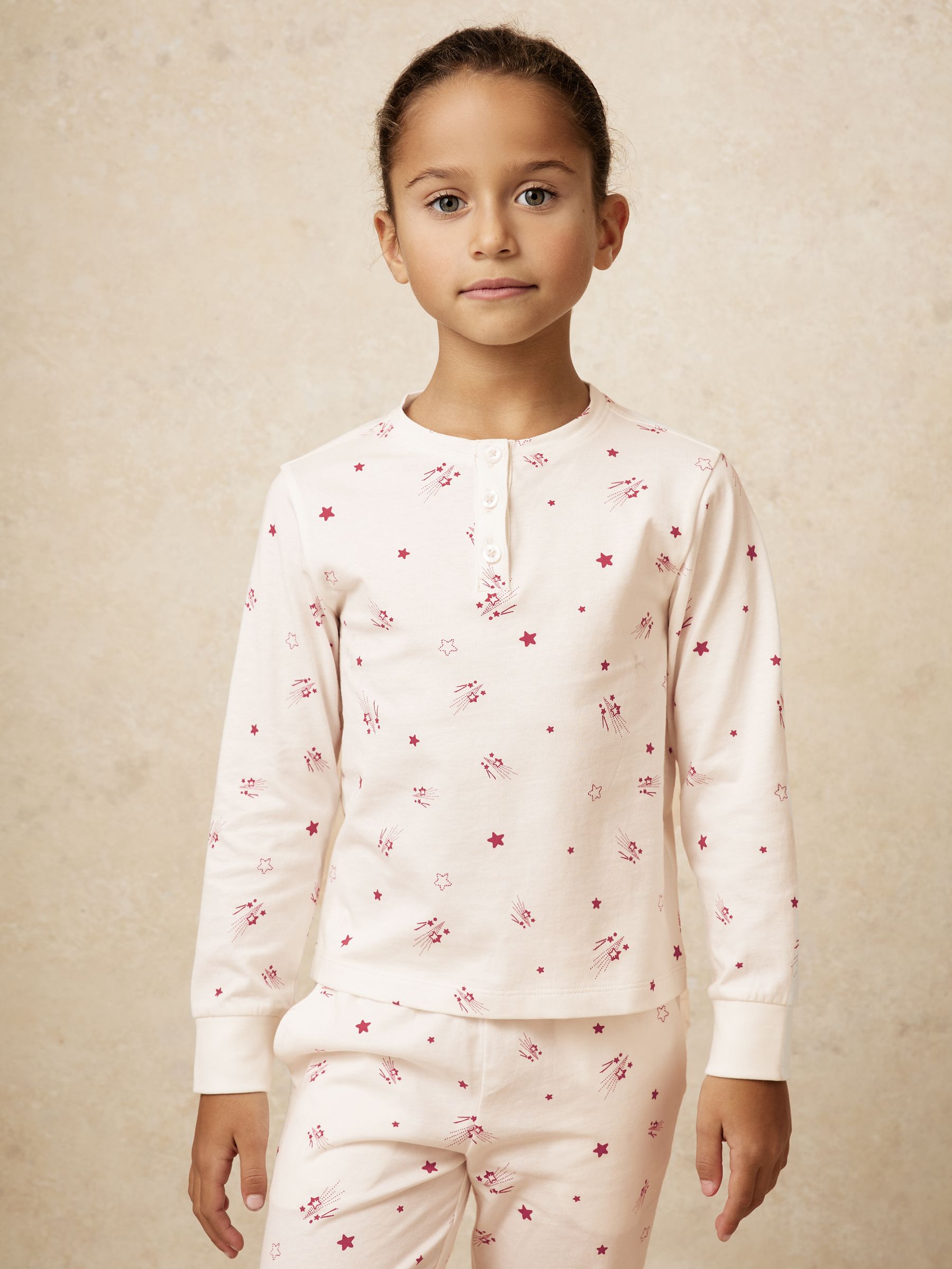 3-9 yrs Cotton-Jersey Star-Print Pyjama Set in Ivory