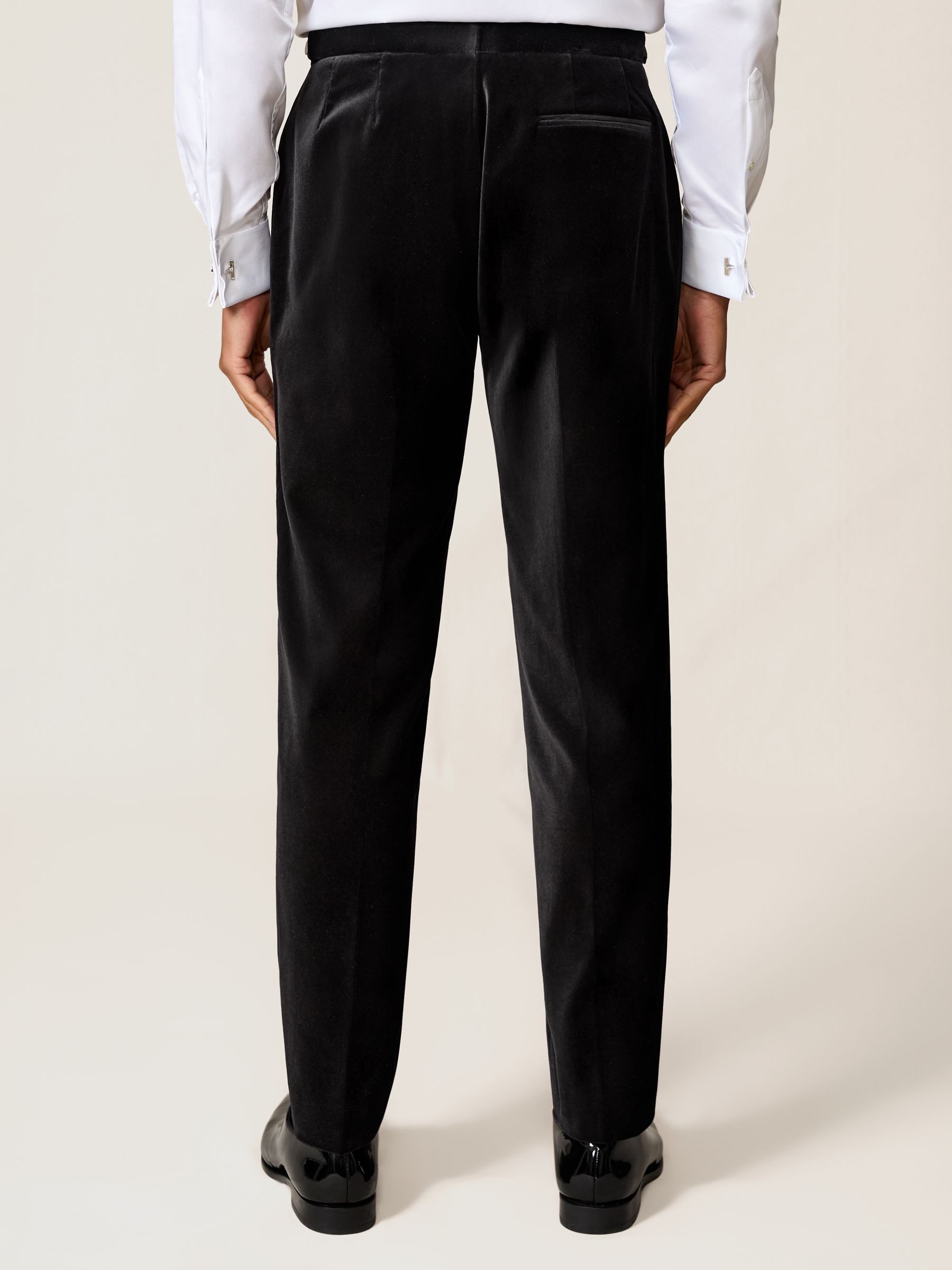 Velvet Slim-Fit Suit Trousers in Black