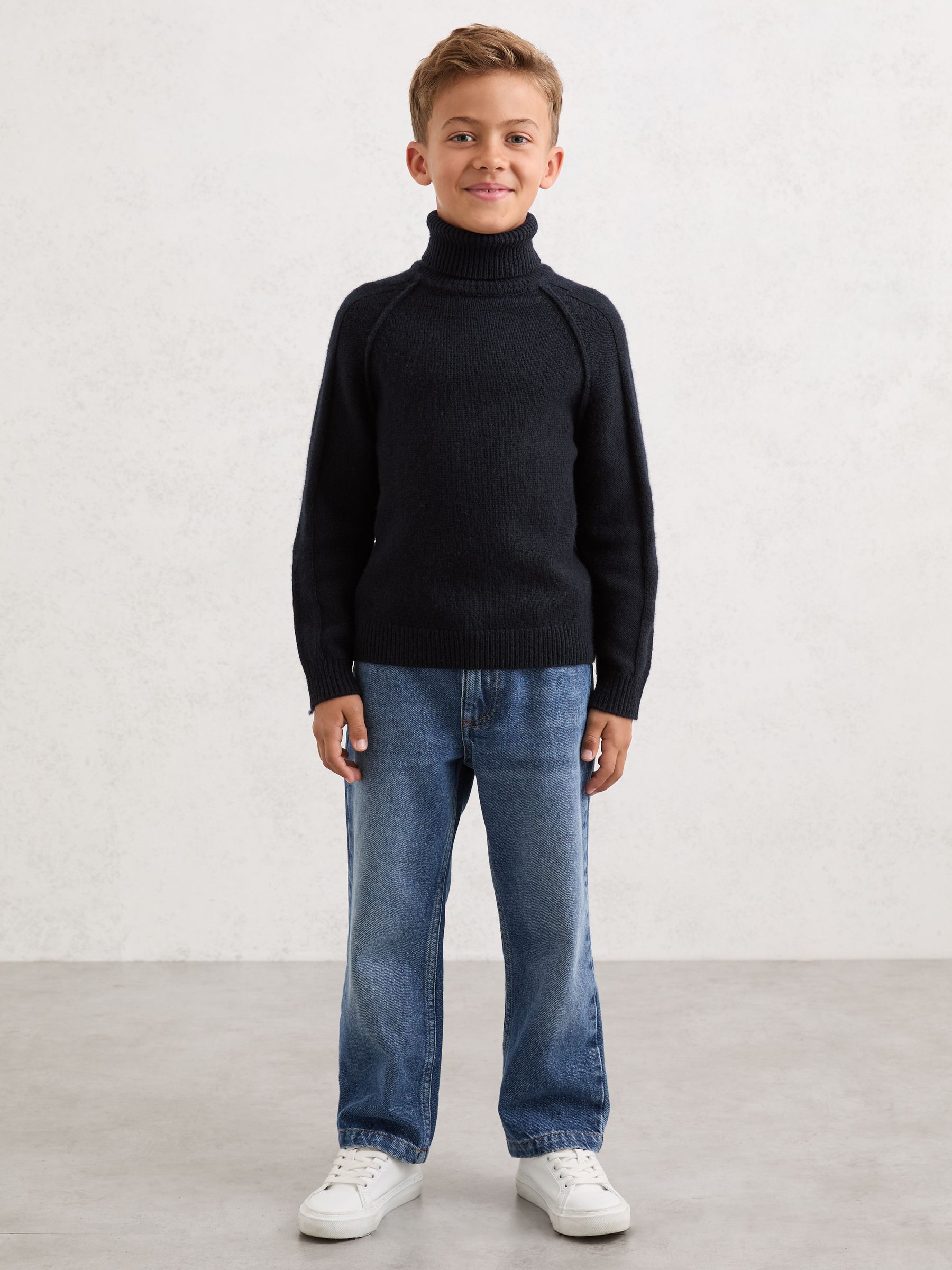 3-9 yrs Wool-Cashmere Roll-Neck Jumper in Navy