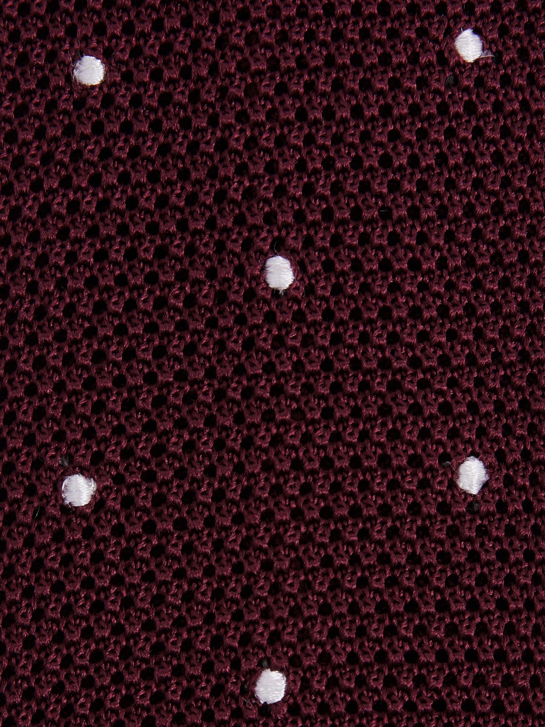 Silk Knitted Pin-Dot Tie in Burgundy