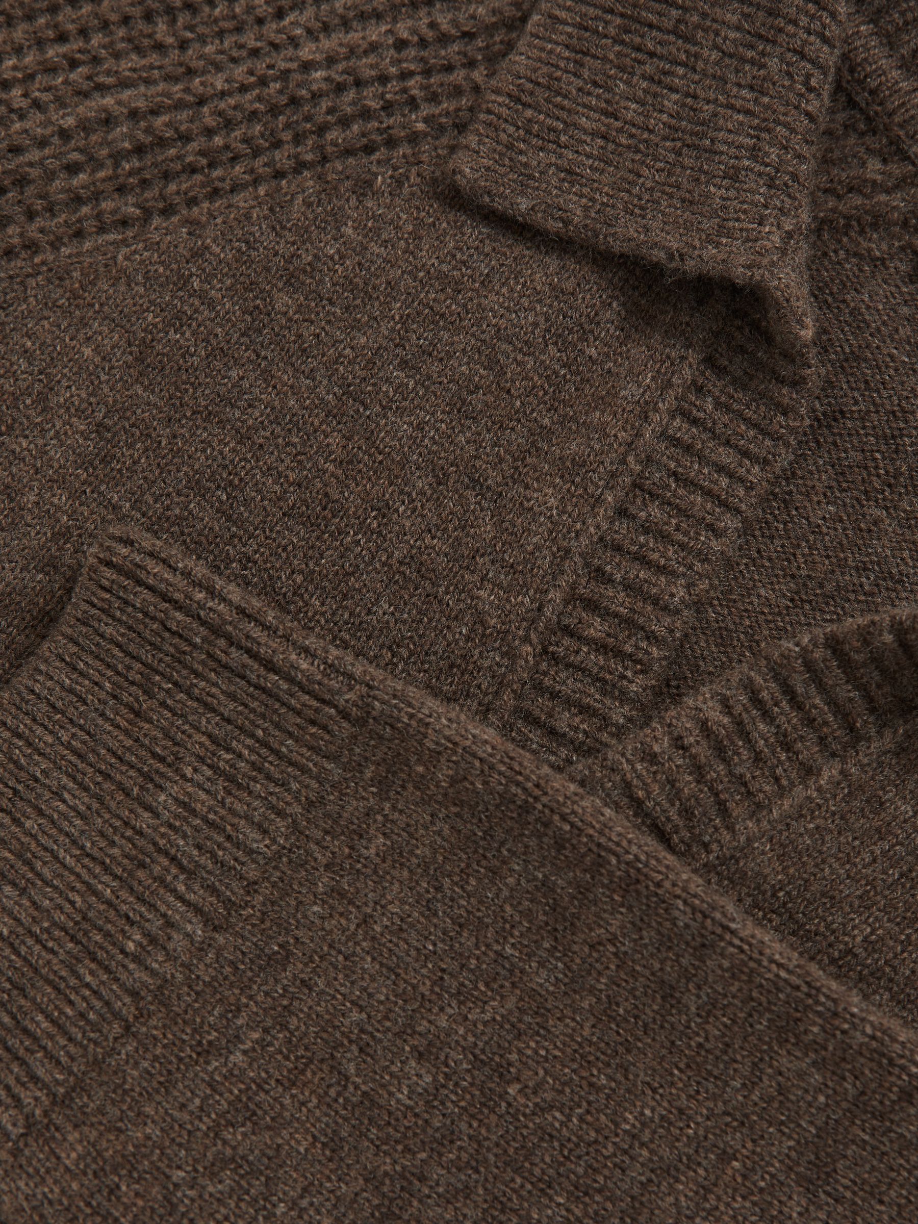 Wool-Cashmere Open-Collar Jumper in Pecan Brown