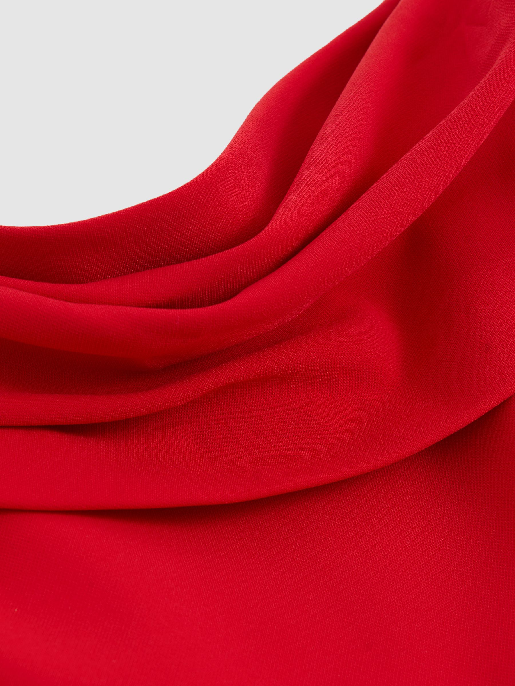 Structured Strapless Wide-Leg Jumpsuit in Red