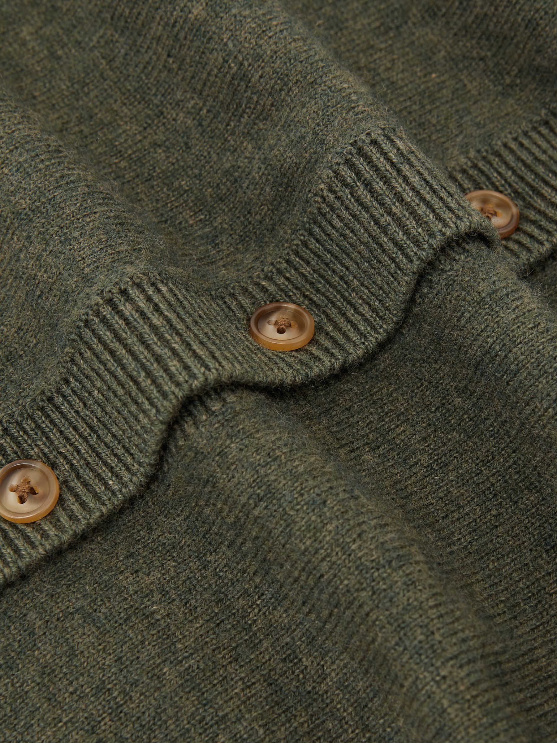 Wool-Blend Crew-Neck Cardigan With Cashmere in Green