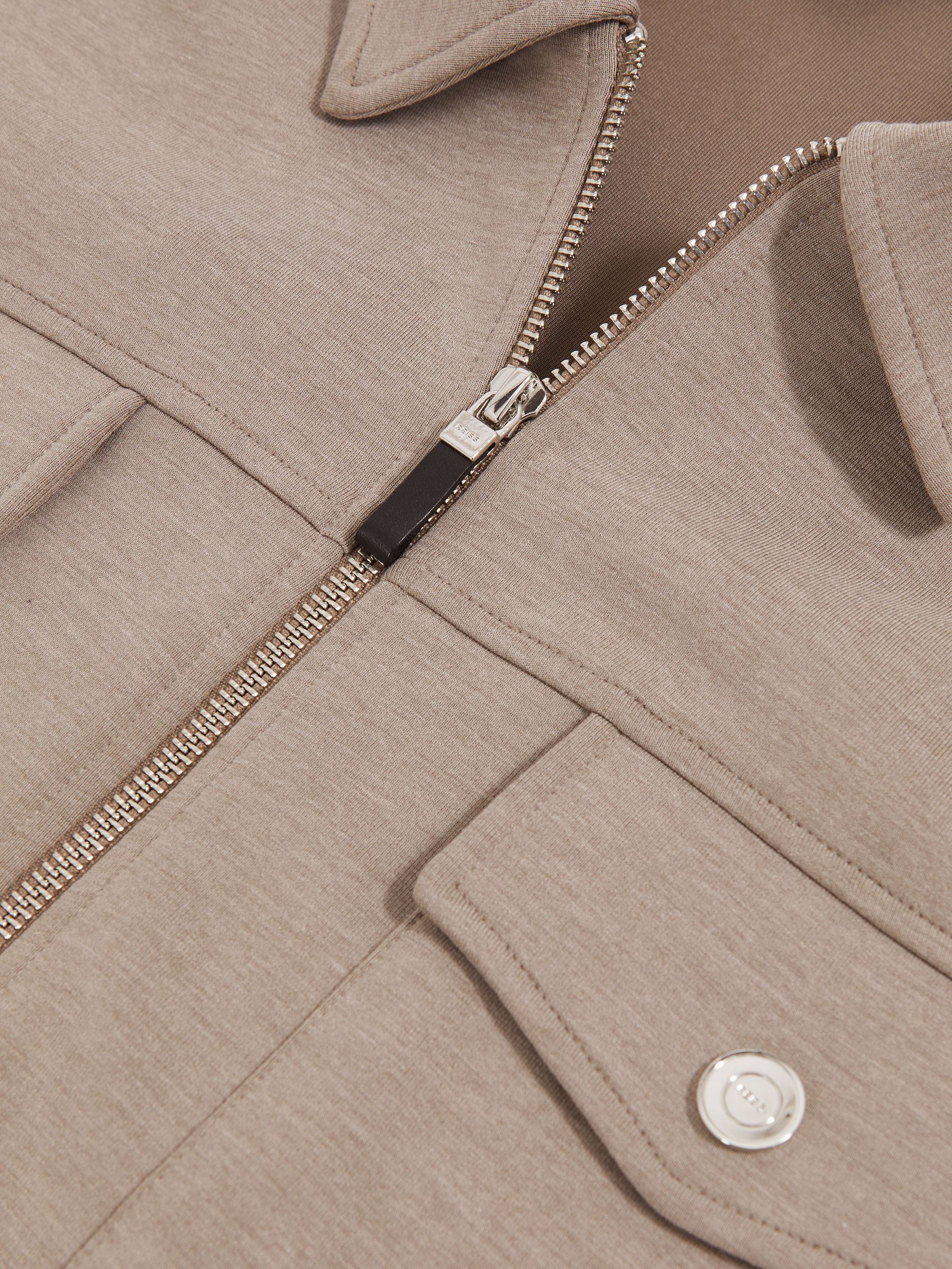 Interlock Jersey Zip-Through Jacket in Taupe Brown
