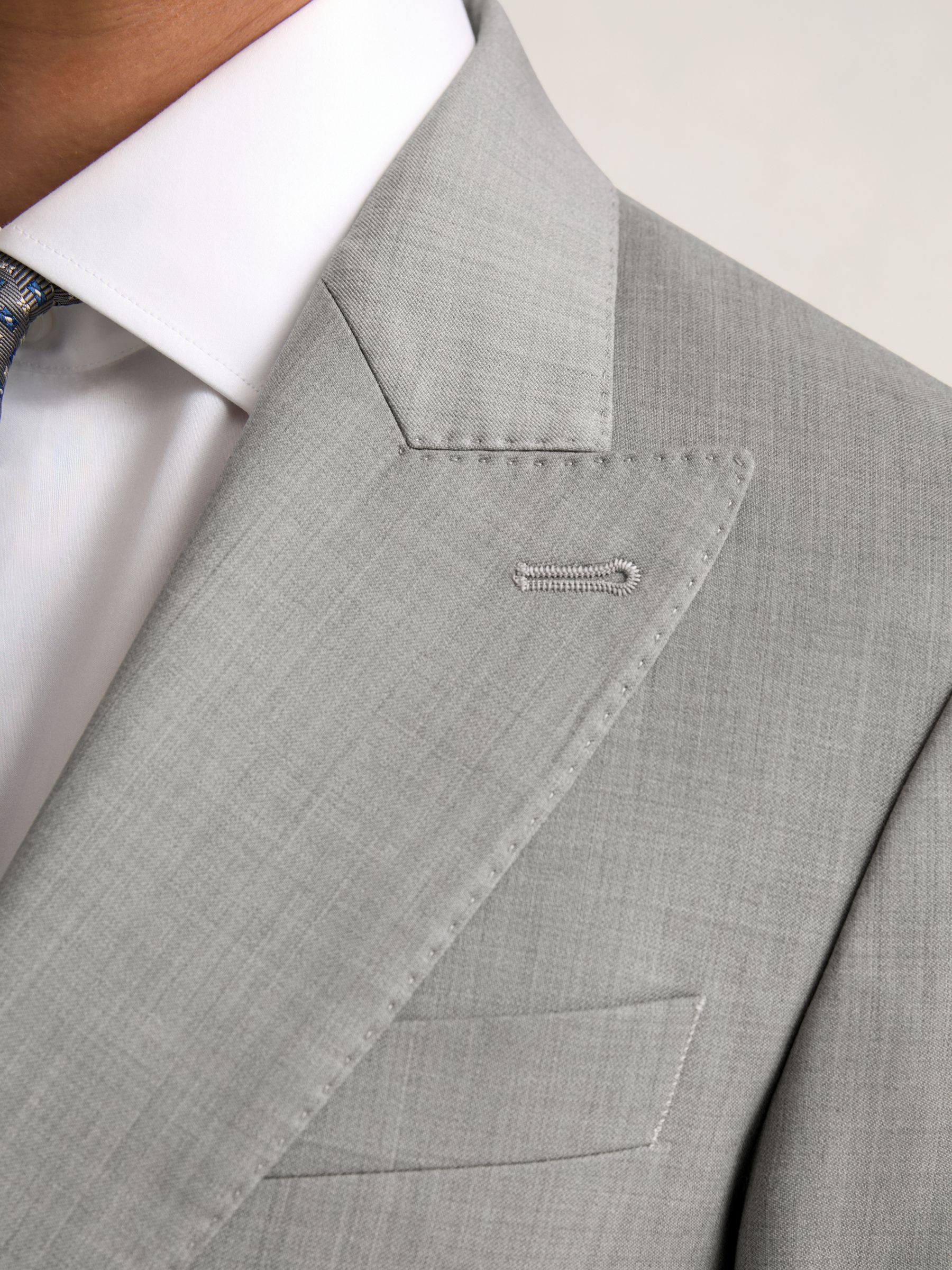 Slim-Fit Wool Single Breasted Suit Blazer in Mid Grey