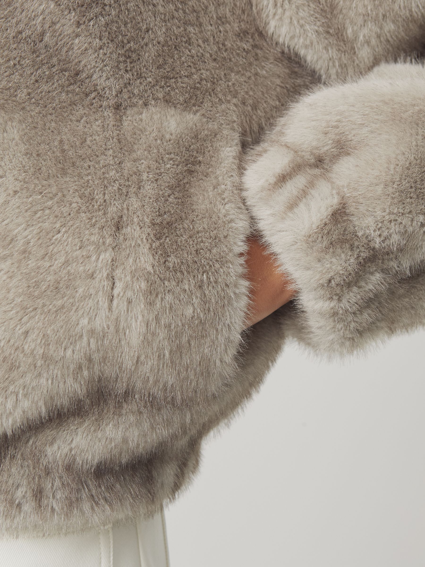 Faux-Fur Zip-Through Jacket in Grey