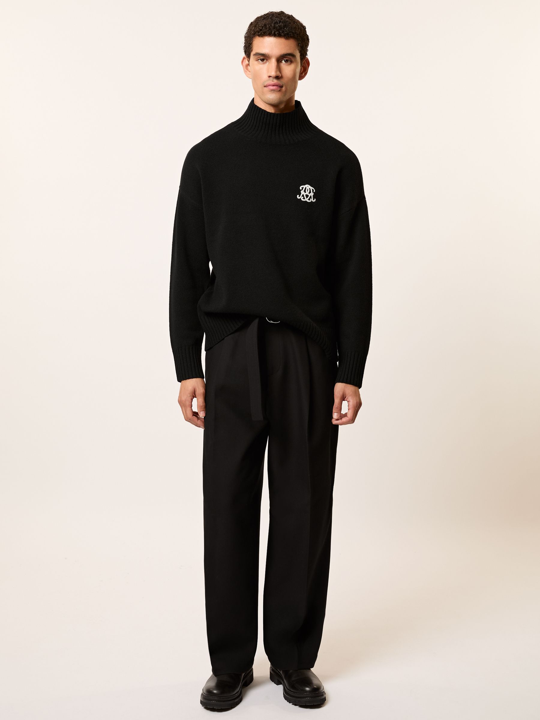 Monogram Wool Relaxed Jumper in Black