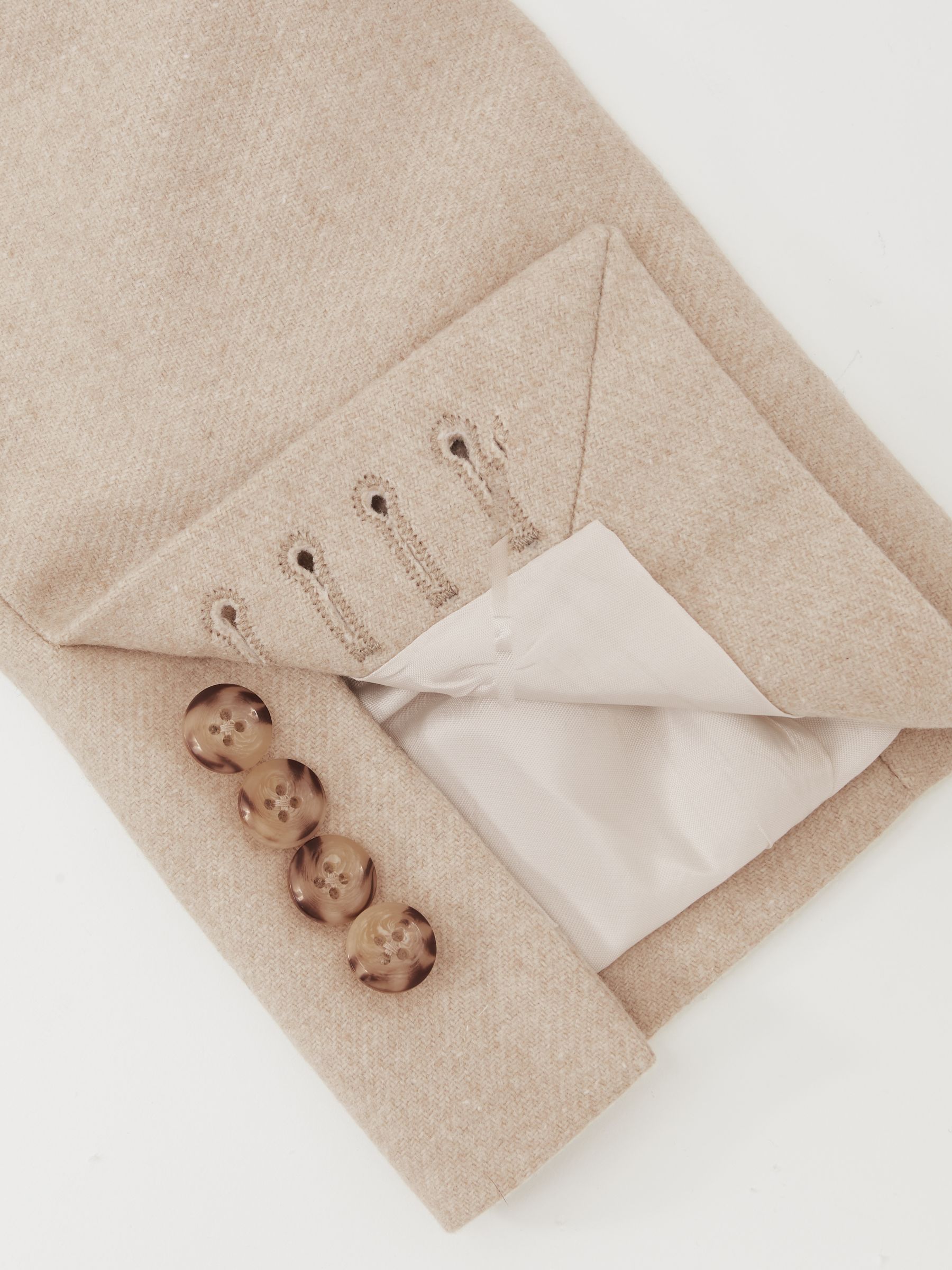 Flannel Slim-Fit Single-Breasted Blazer with Wool in Oatmeal Brown