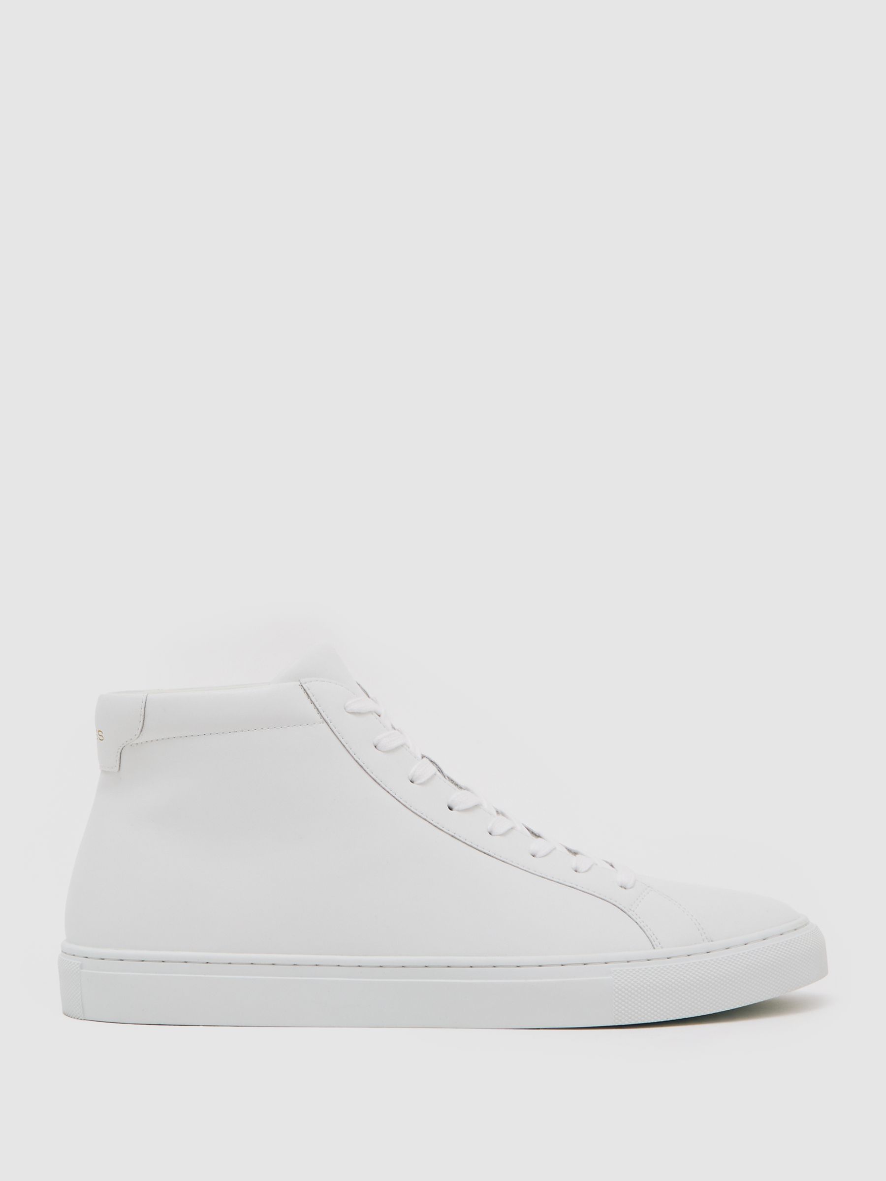 Tumbled-Leather High-Top Trainers in White