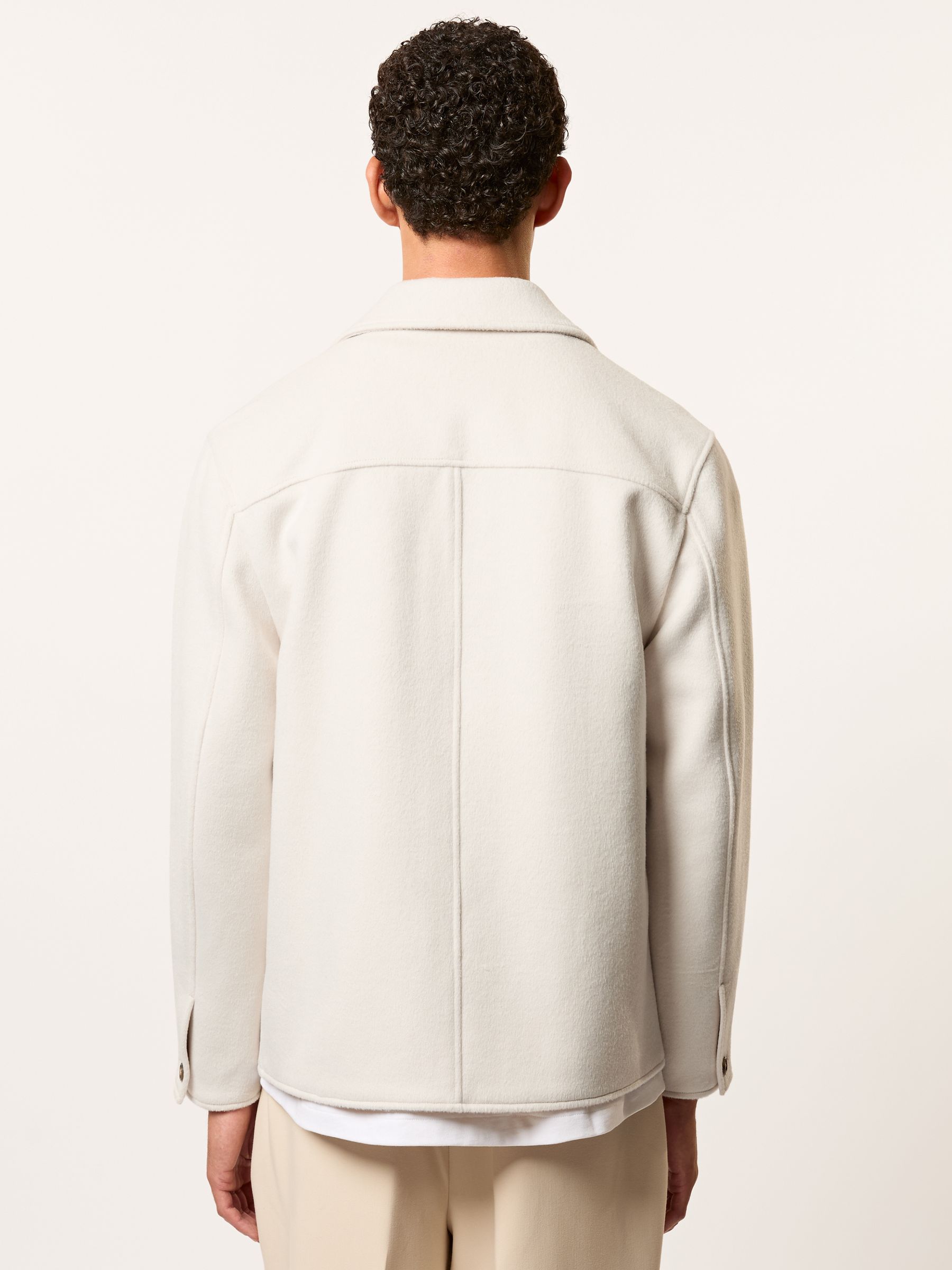Monogram Wool-Blend Relaxed Overshirt in Ivory White