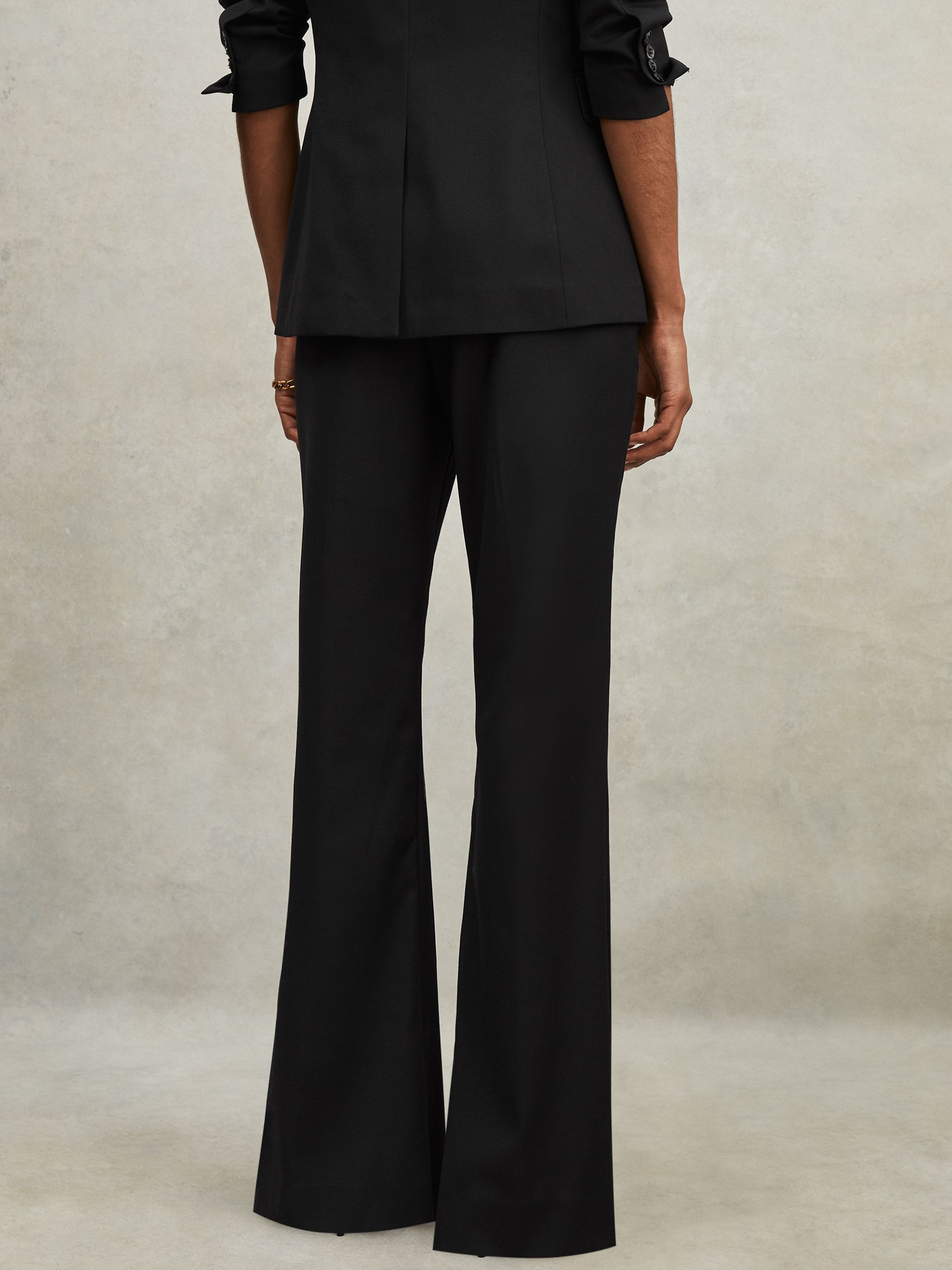 Petite Wool-Blend Tailored Flared Suit Trousers in Black