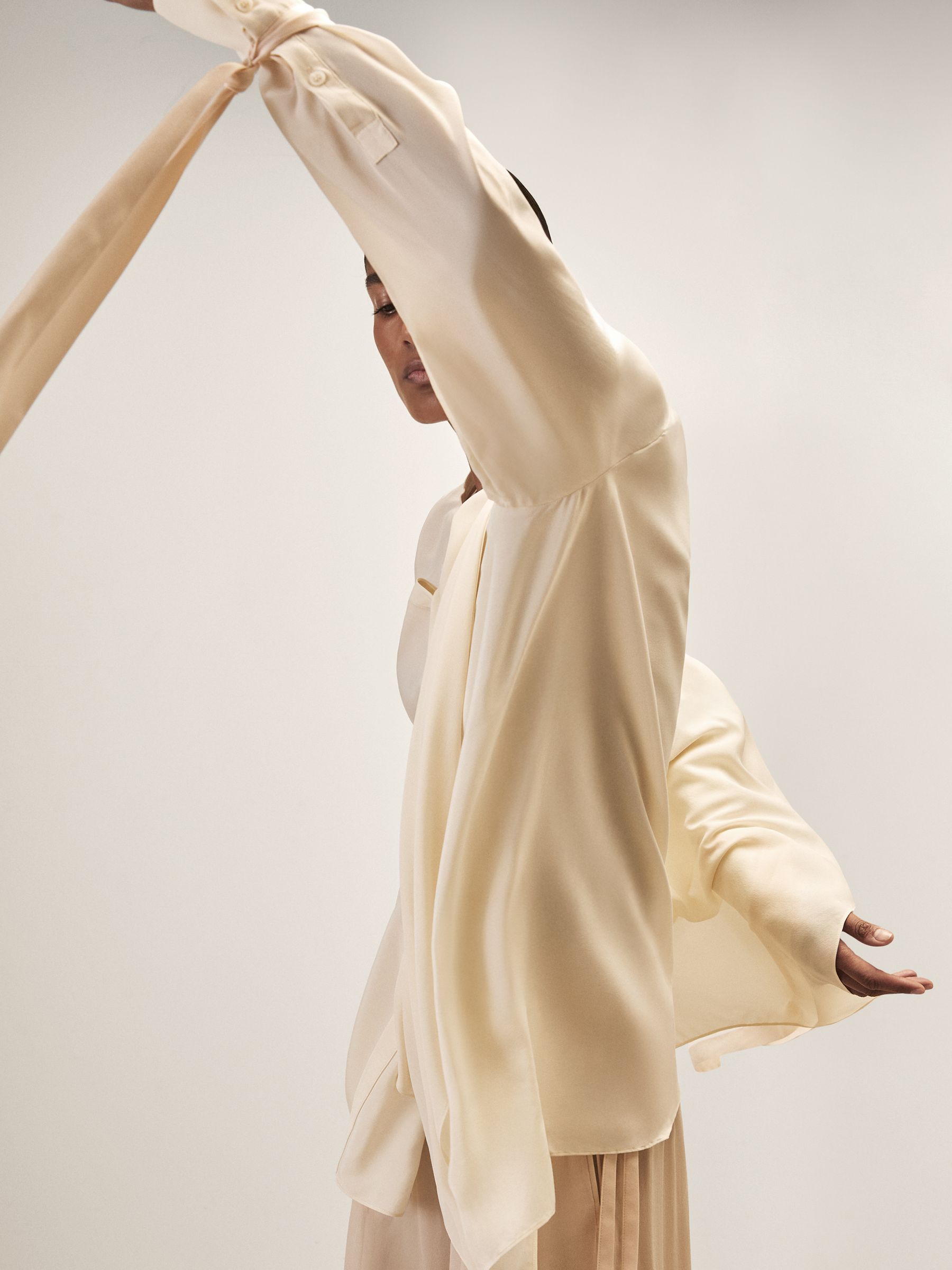 Reiss | Royal Ballet Tie-Cuff Blouse in Cream
