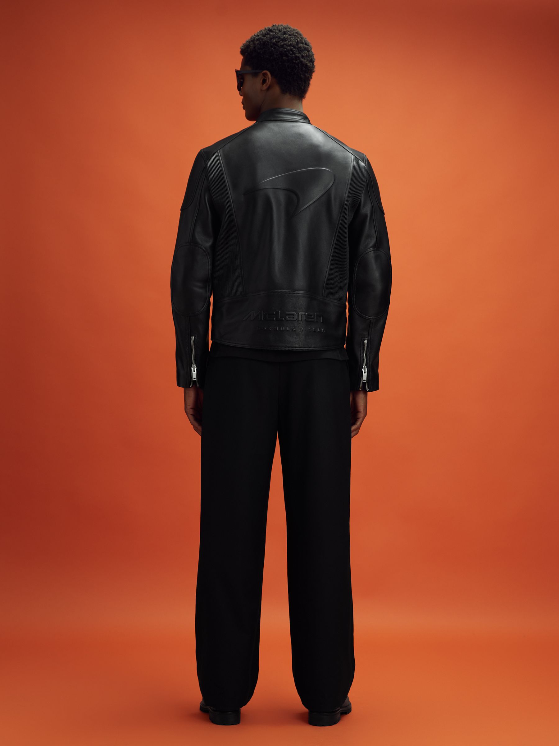 McLaren F1 Embossed Leather Jacket in Black