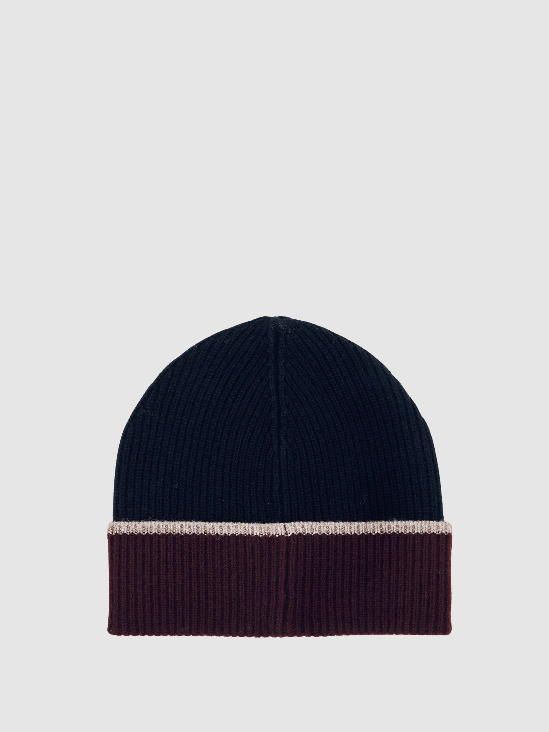 Wool-Blend Tipped Beanie in Navy