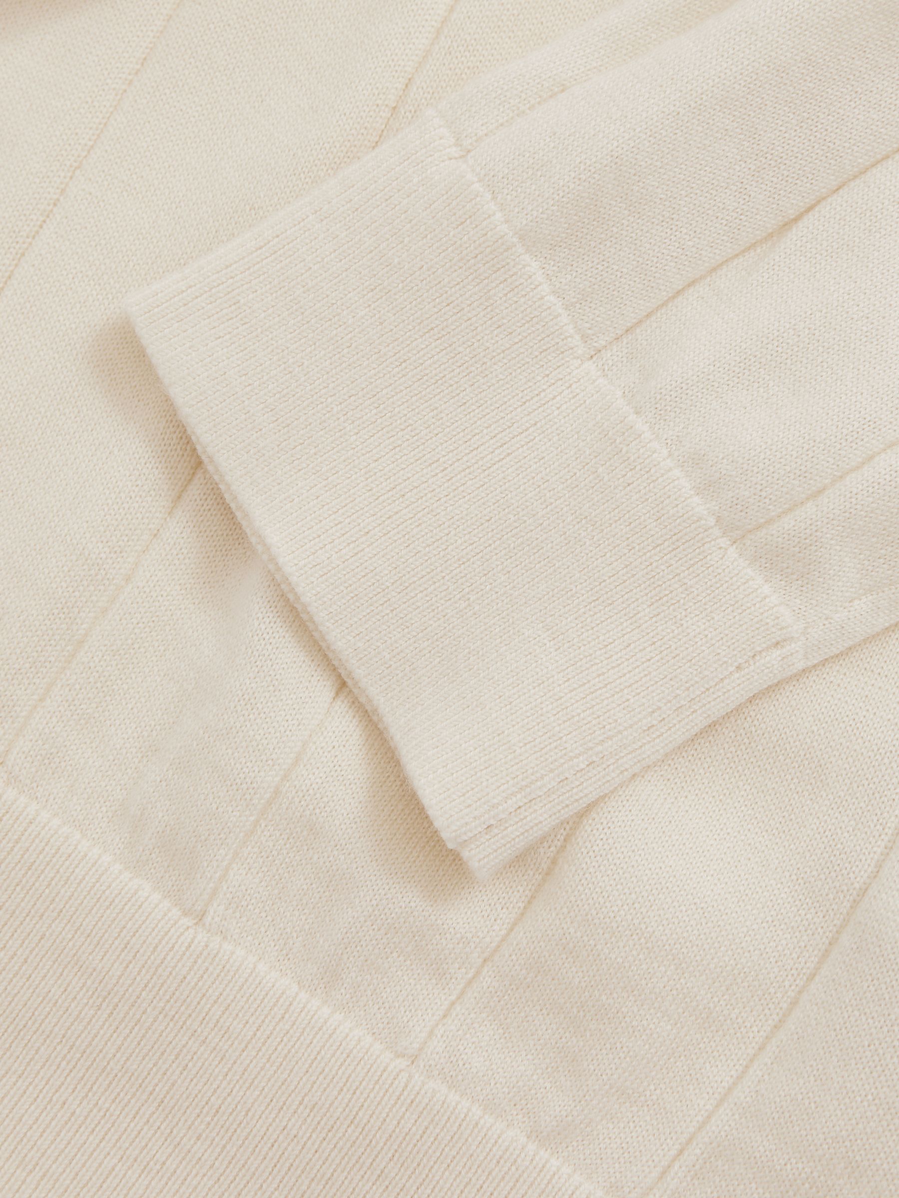 Merino Wool Wide-Rib Half-Zip Jumper in Bianco