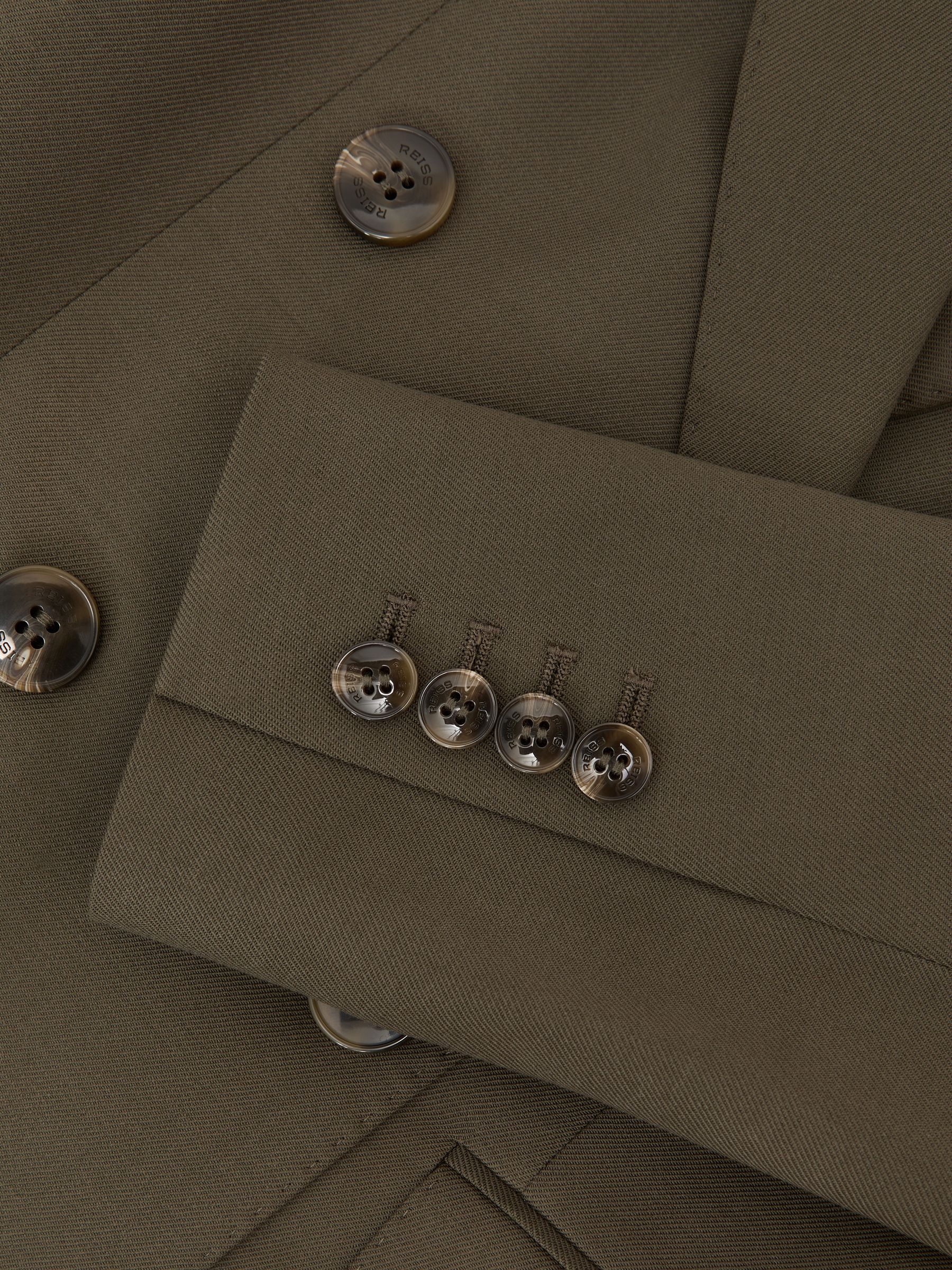 Wool-Blend Double-Breasted Suit Blazer in Green