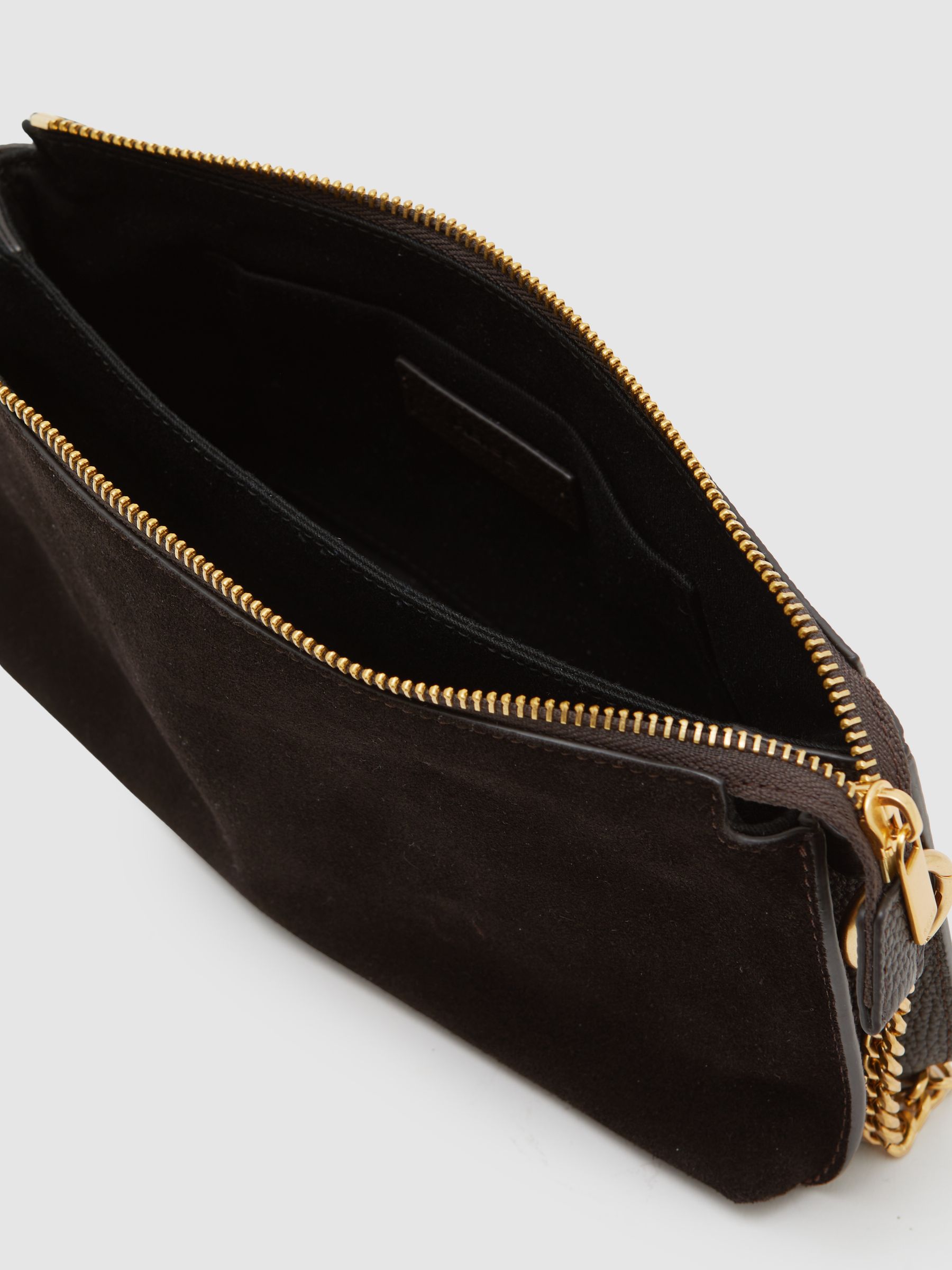 Leather Double-Pouch Crossbody Bag in Brown