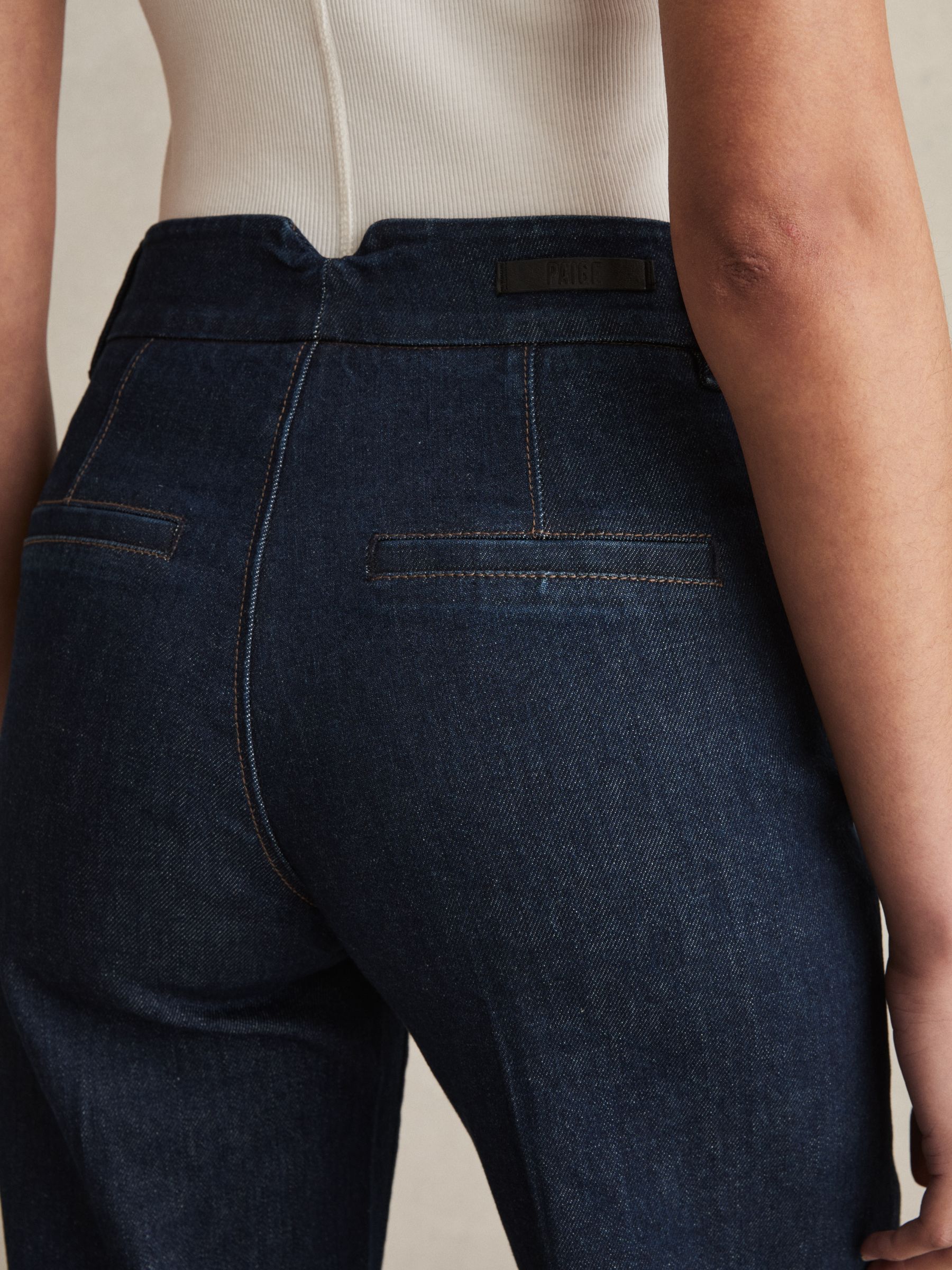 Paige Petite Wide-Leg Jeans in Dark Edinburgh Blue