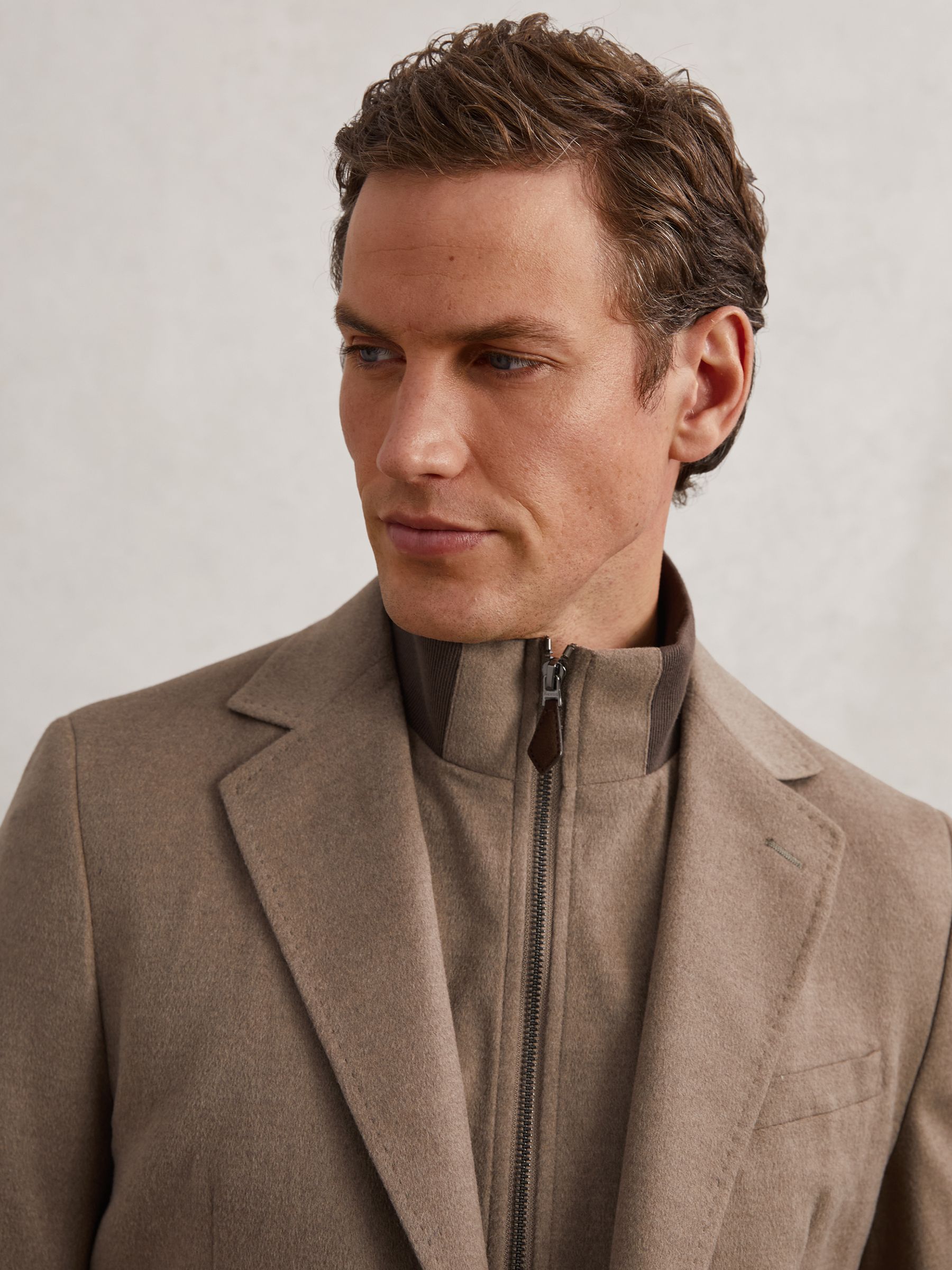 Single-Breasted Blazer With Gilet Insert Tailored-Fit in Mocha Brown